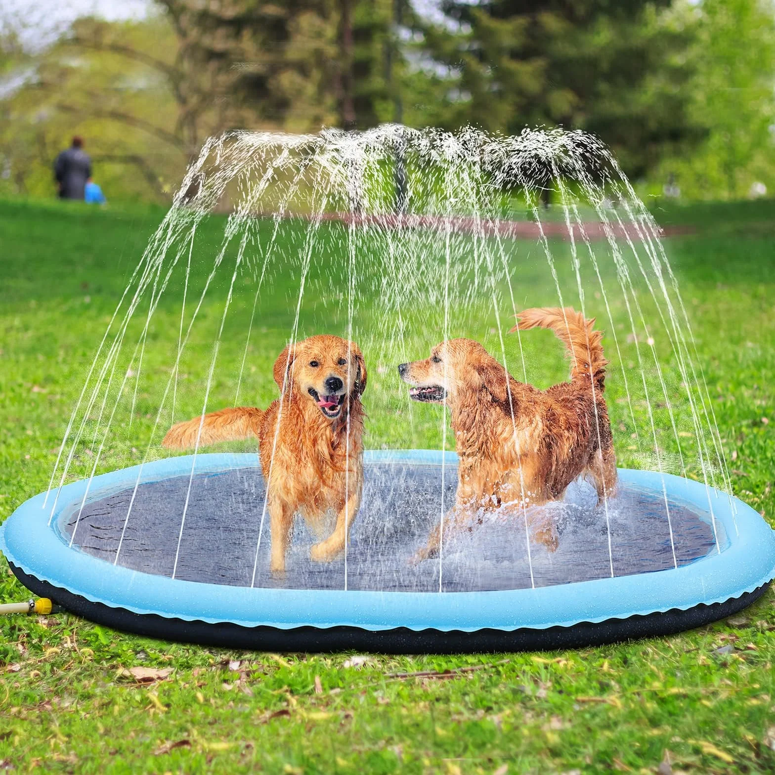 Juegos de Agua para Niños Exterior, Juegos Piscina para Niños, 170CM Splash Pad Juegos Exterior Niños Antideslizante (Azul-170cm)