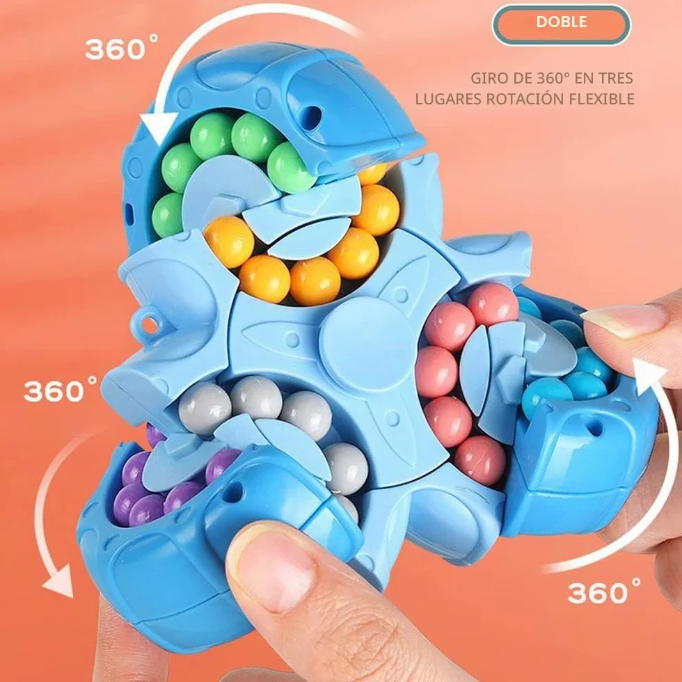Set 2 en 1 Magic Bean - Juego de Habilidad-IQ Game-Magic Cube- Aliviar el estrés y Reducir la ansiedad Regalos navideños para Adultos y niños (Azul+Azul)