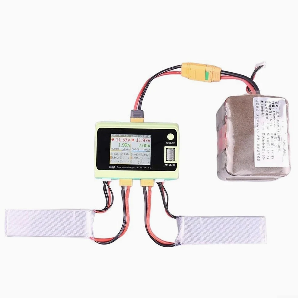 Equilibrio de doble canal de 500 W para cargador para baterías de polímero de litio 6S - Distribución asíncrona y carga rápida con puerto USB para drones RC para FPV(B)