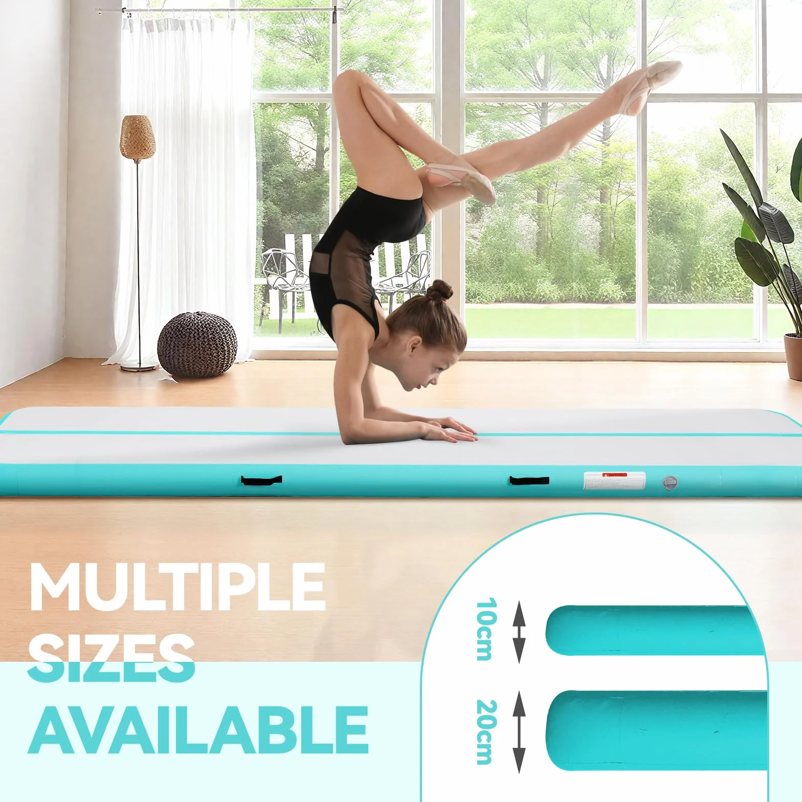 Colchoneta Gimnasia Artística 10cm/20cm Gruesa 3-12M Tumbling Mat Inflable con Bomba Eléctrica