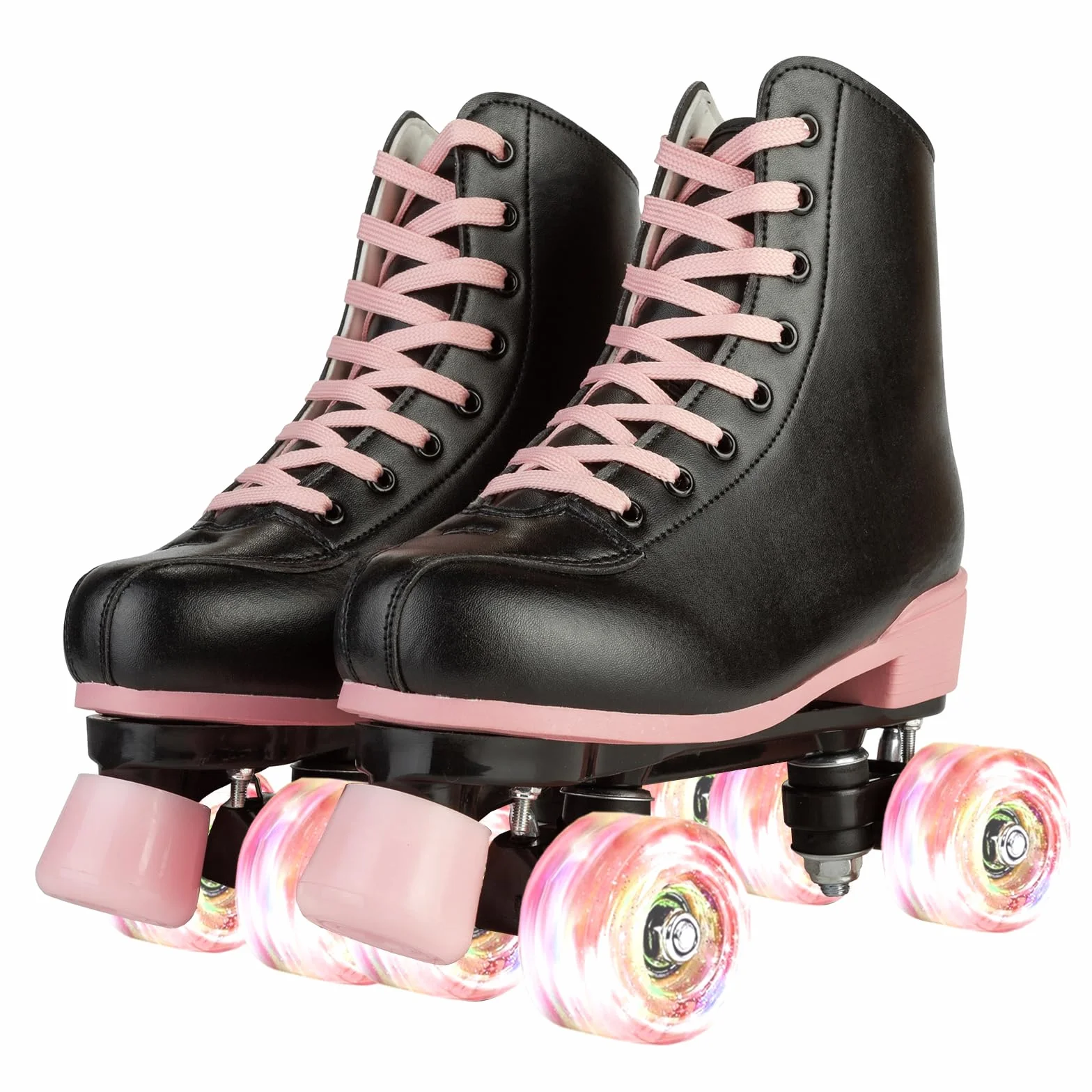 XUDREZ Roller Skates Women Girls Light Up Double Row Pink for Youth Adult Beginner