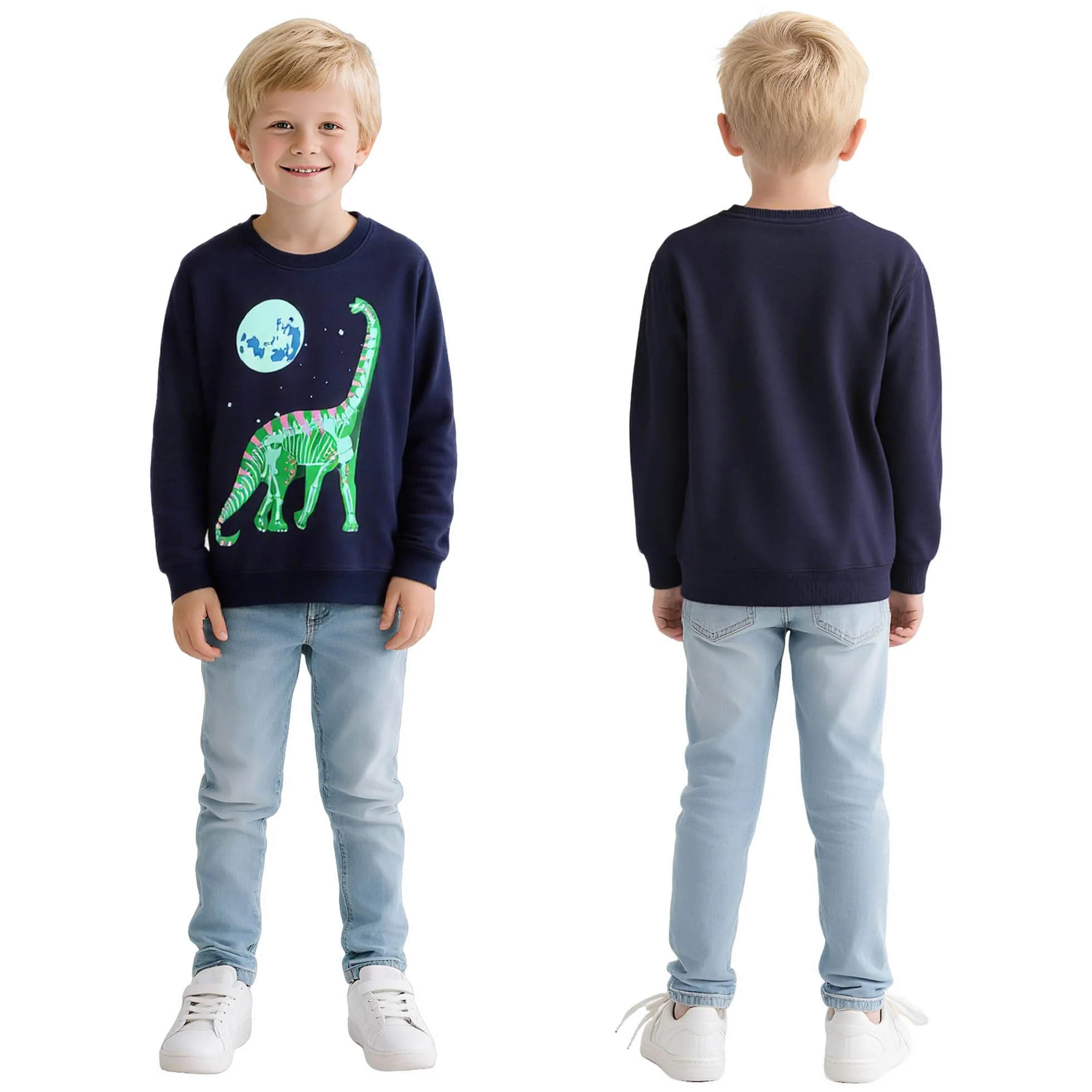 Sudaderas Niño Algodón Dinosaurio Dibujos Pullover Cuello Redondo Manga Larga 2-7 Años