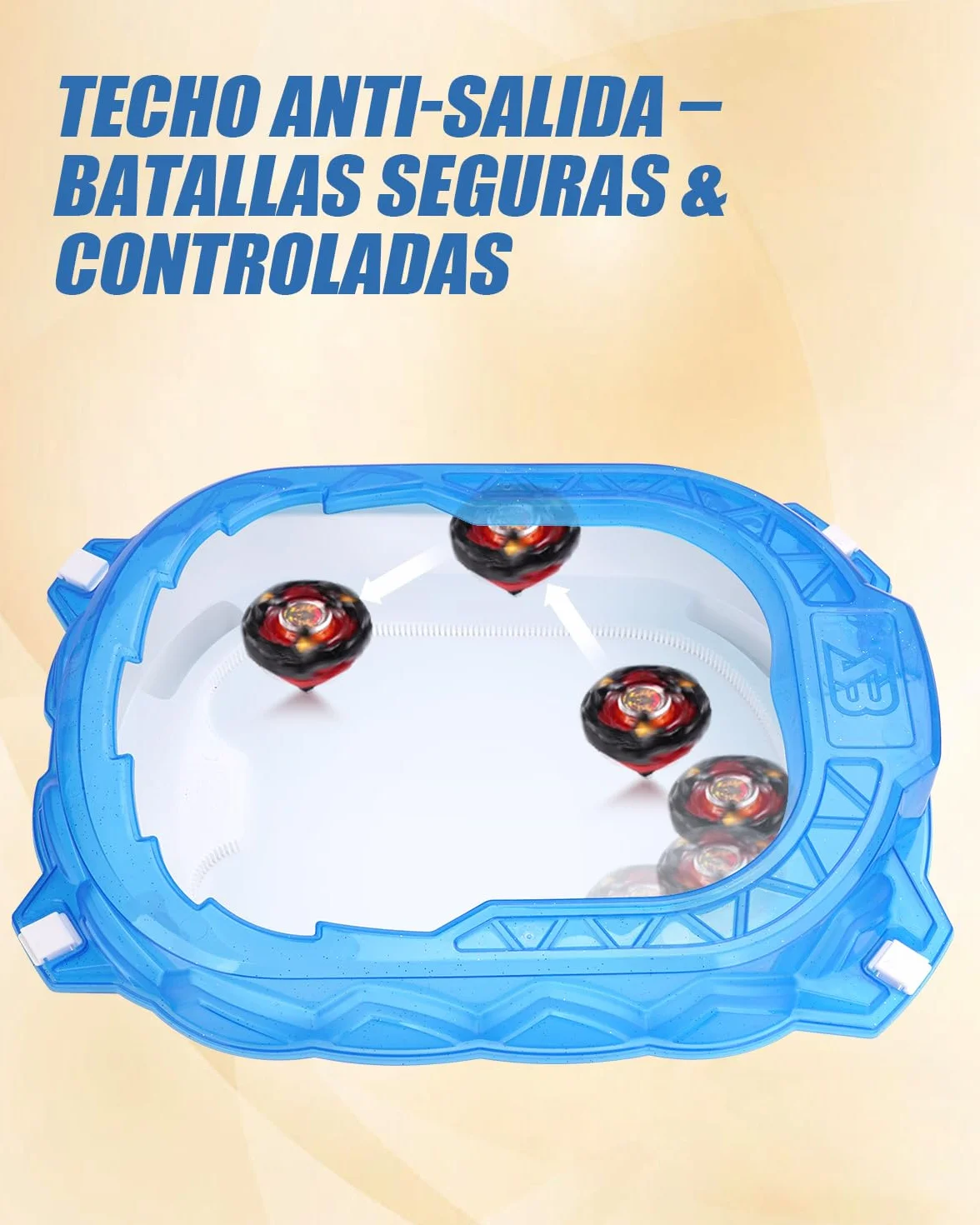 X Stadium Kit de Inicio Arena con 6 Gyro Tops, 2 Lanzadores, Pista de Aceleración y Techo Protector