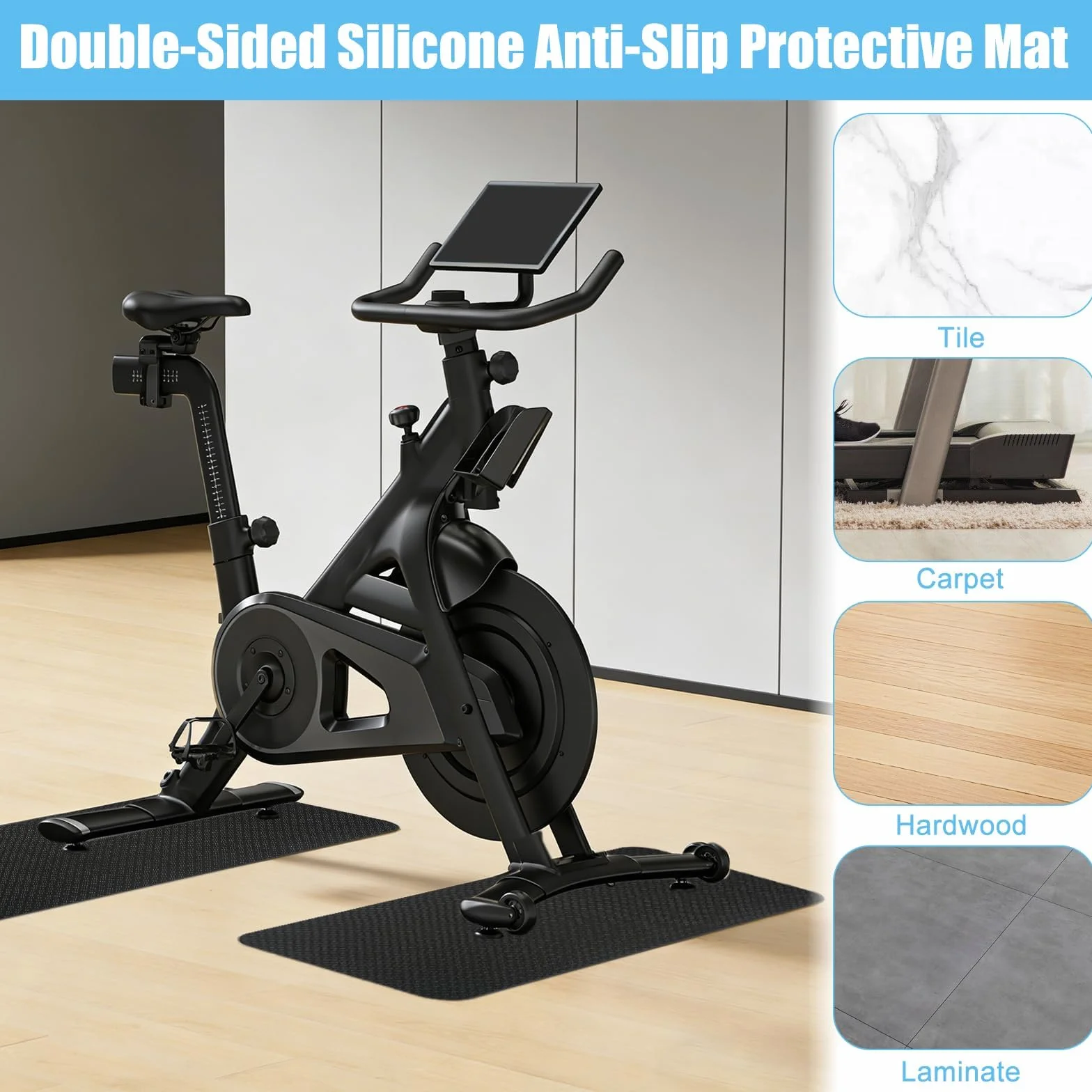 Esterilla protectora para suelo de silicona antideslizante para cinta de correr, 2 unidades