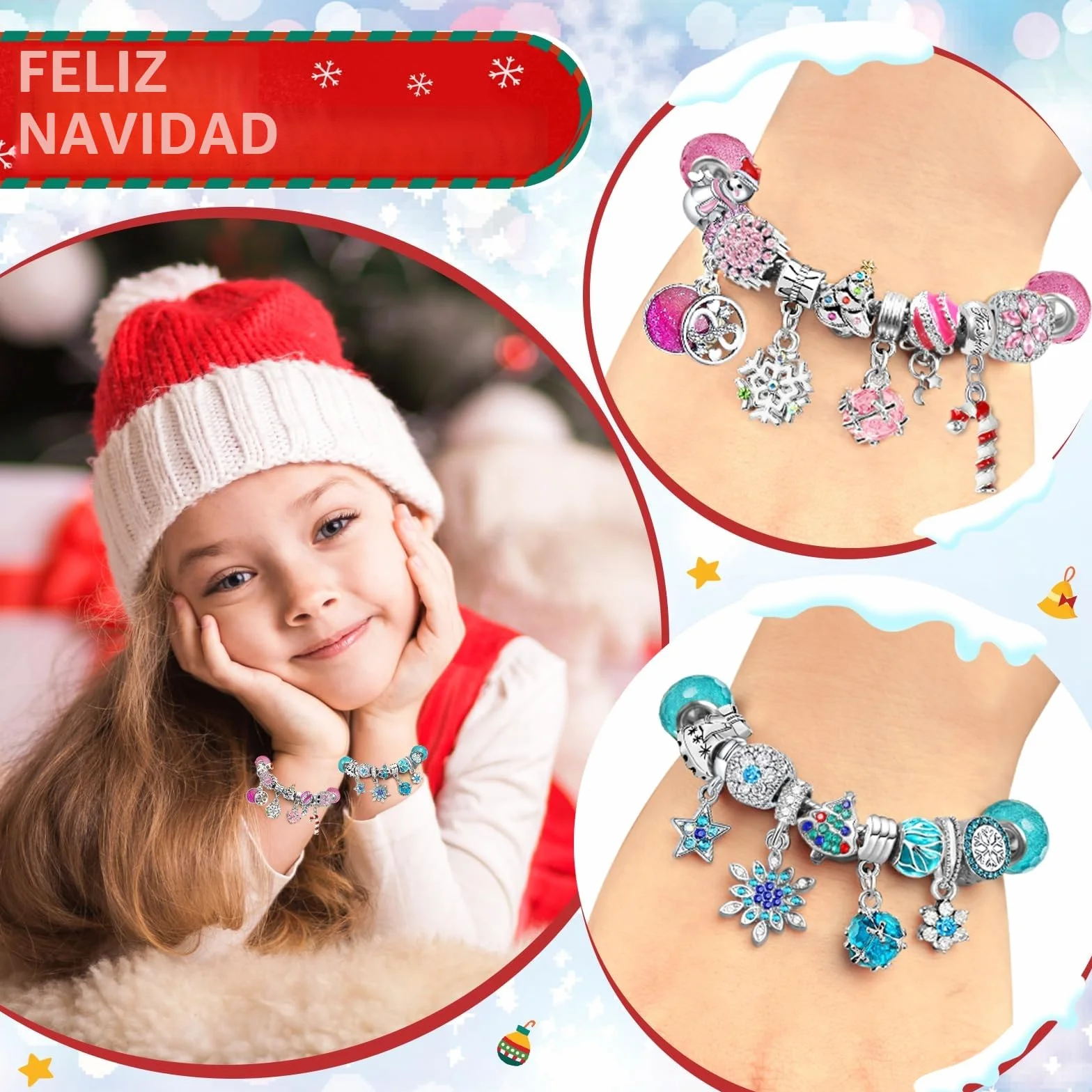 Calendario de Adviento 2025 Niña Joyas Regalos, Navidad 24 días de Calendario de Cuenta Regresiva Sorpresa Mujer Bricolaje Charms Pulsera Kit