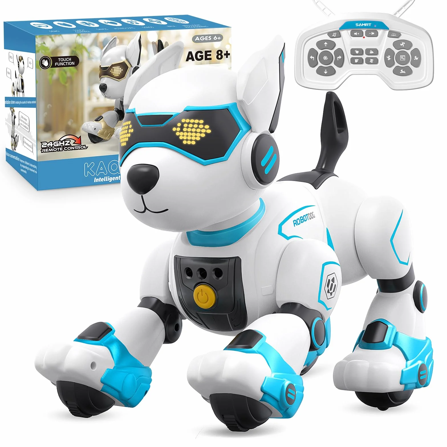 PRANITE Perro Robot para Niños, Perro Robot Programable e Interactivo, Juguete Teledirigido Recargable con Control por Voz y Gestos, Música y Baile, Regalo Ideal para Niños y Niñas