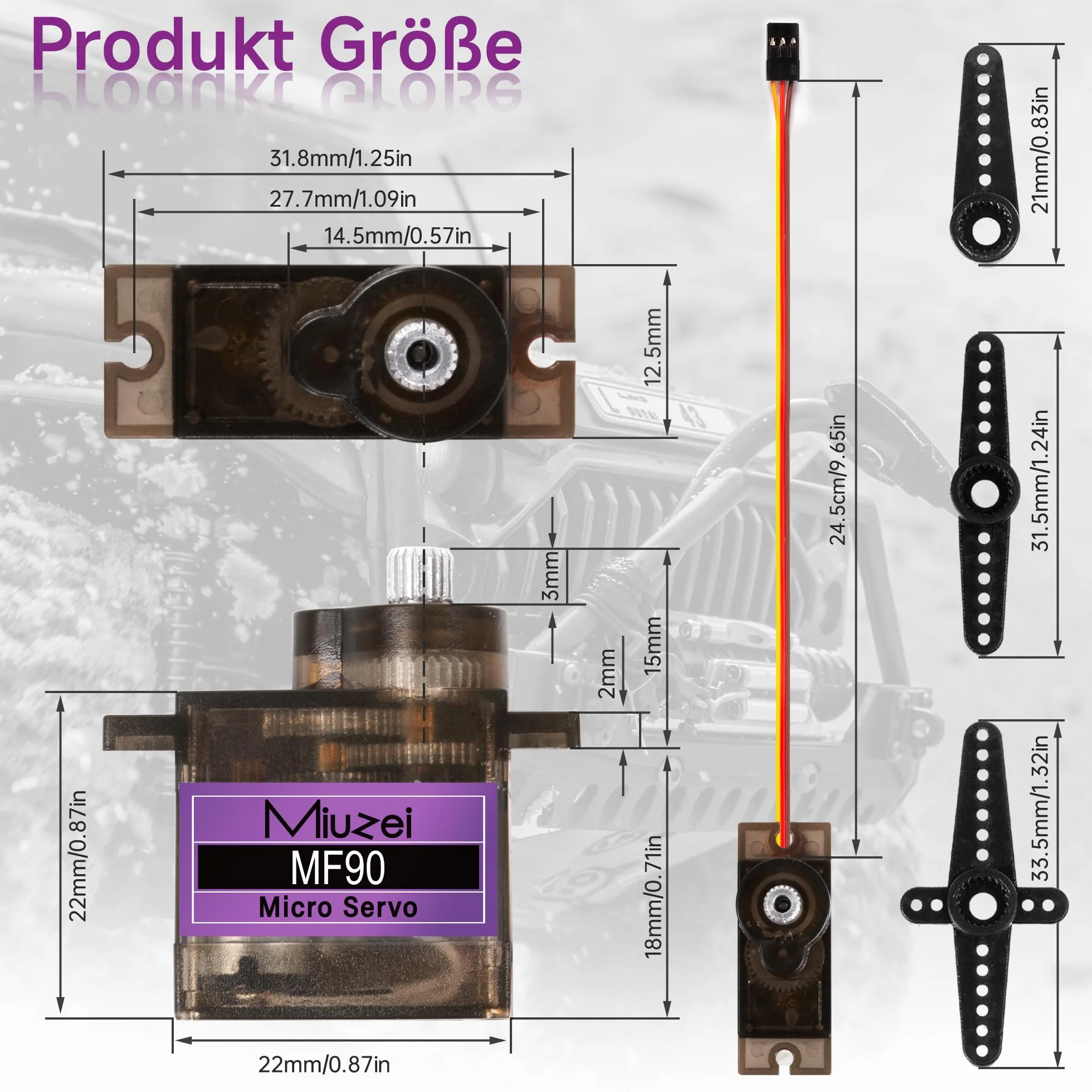 Miuzei Servo Motor Engranajes de Metal 10 Piezas RC 9G Micro Servo 180 Grados Mini Motor para Arduino Modelo Brazo Robot Avión 1/10 1/8 Coche Barco con Cable Servo Cuerno
