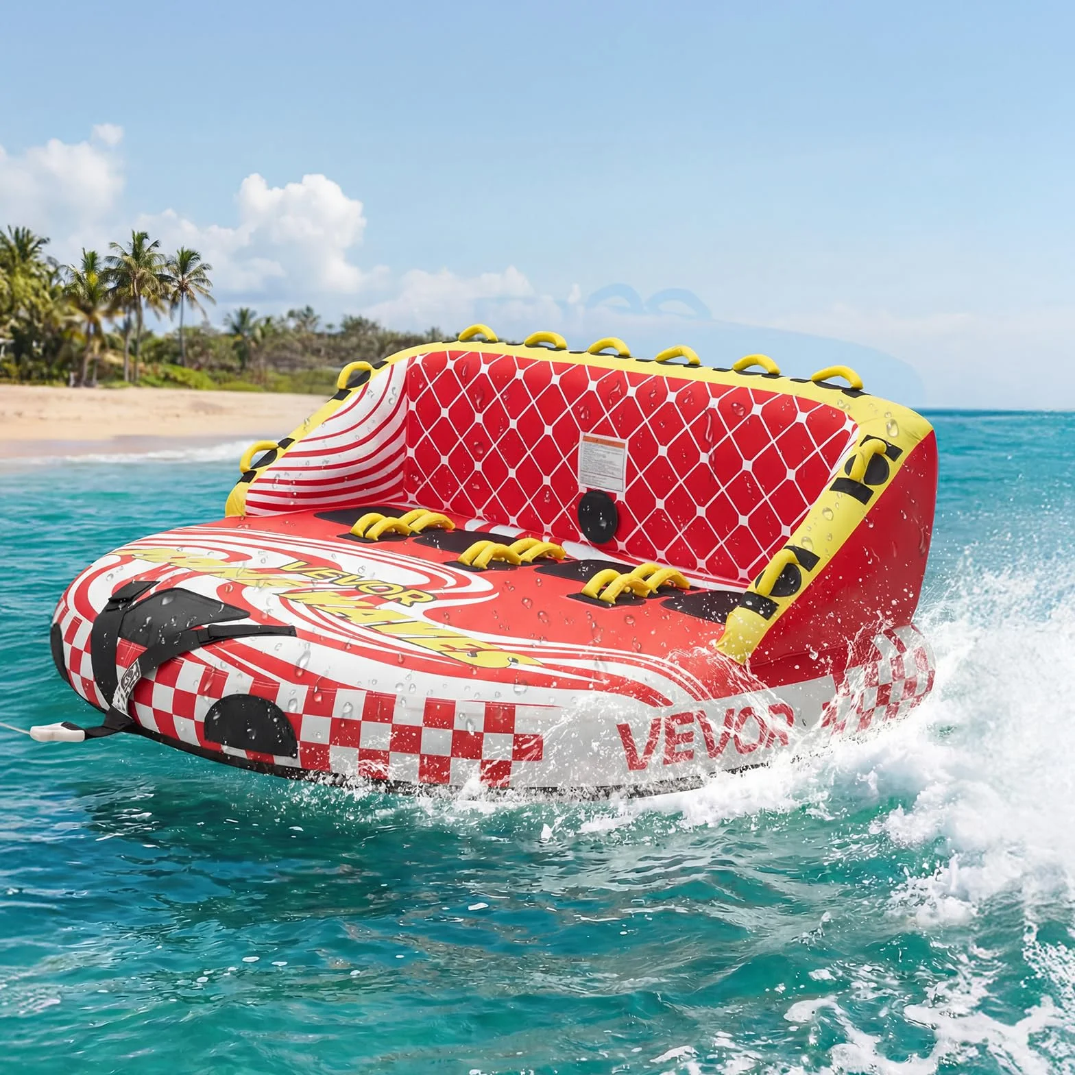 VEVOR Flotador de Arrastre Inflable 4 Personas 219x206 cm 308 kg para Deportes Acuáticos