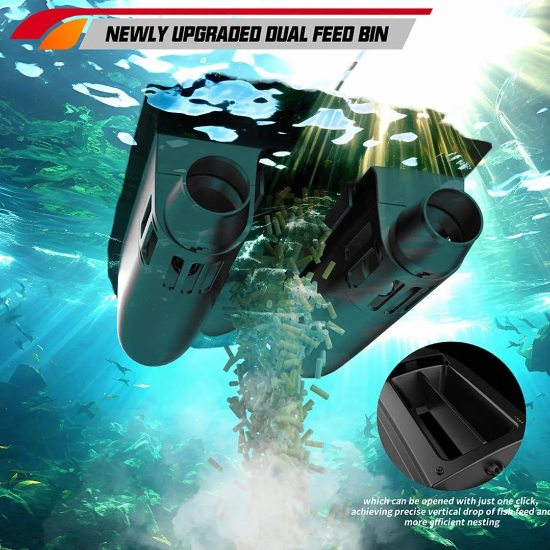 Barco de pesca RC con cebo, V030 12 V 2.4 G, barco de pesca RC de alta velocidad con posicionamiento GPS, control remoto de 800 m, 180 puntos de referencia GPS, carga útil de 3 kg, retorno automátic