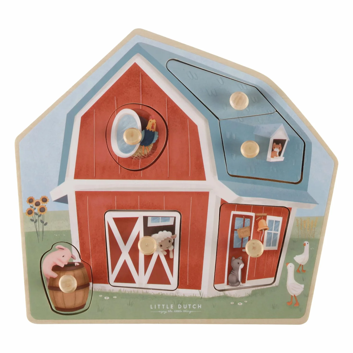 Little Dutch 7158 - Puzzle de madera con mango de madera FSC