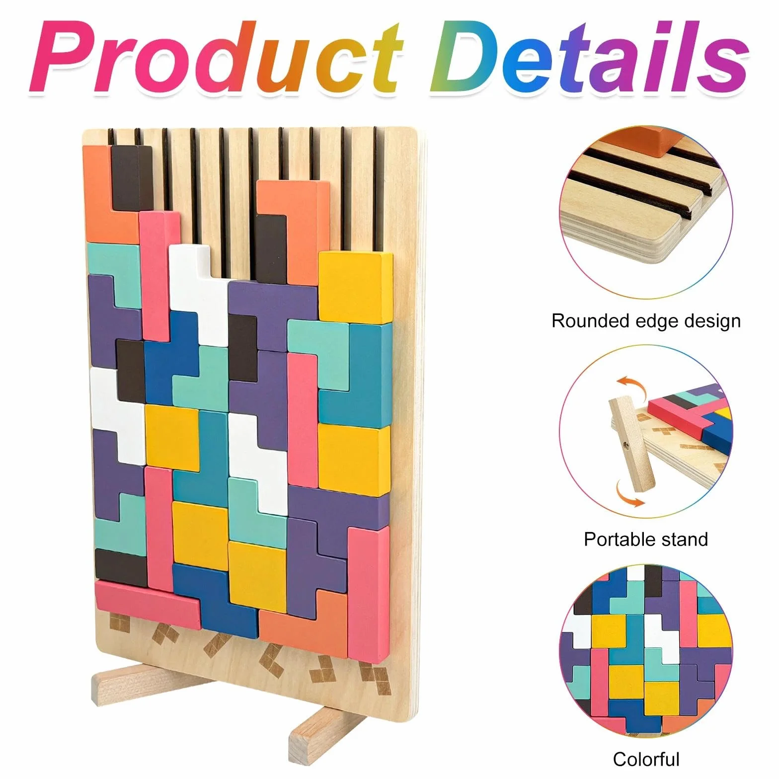 Rompecabezas Niños con 10 Tarjetas, Rompecabezas Madera, Juguete Educativo en 3D, 3D Juguete Educativo Montessori para Niños, Juegos Montessori, Tetris Juegos Montessori para Partir de 3 Años