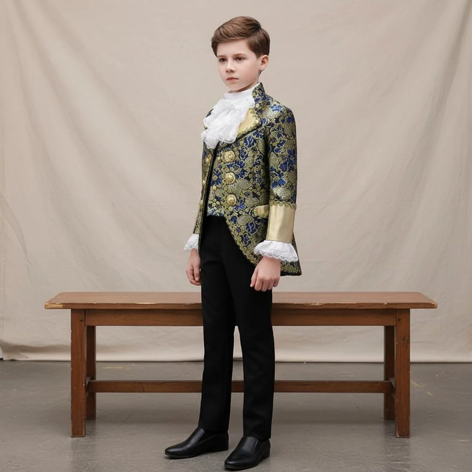 Disfraz de Niño Príncipe Traje de Completo Incluye Chaleco Camisa de Volante Diseño Clásico Adecuado para Celebraciones en Espectáculos Escolares Cumpleaños Infantiles