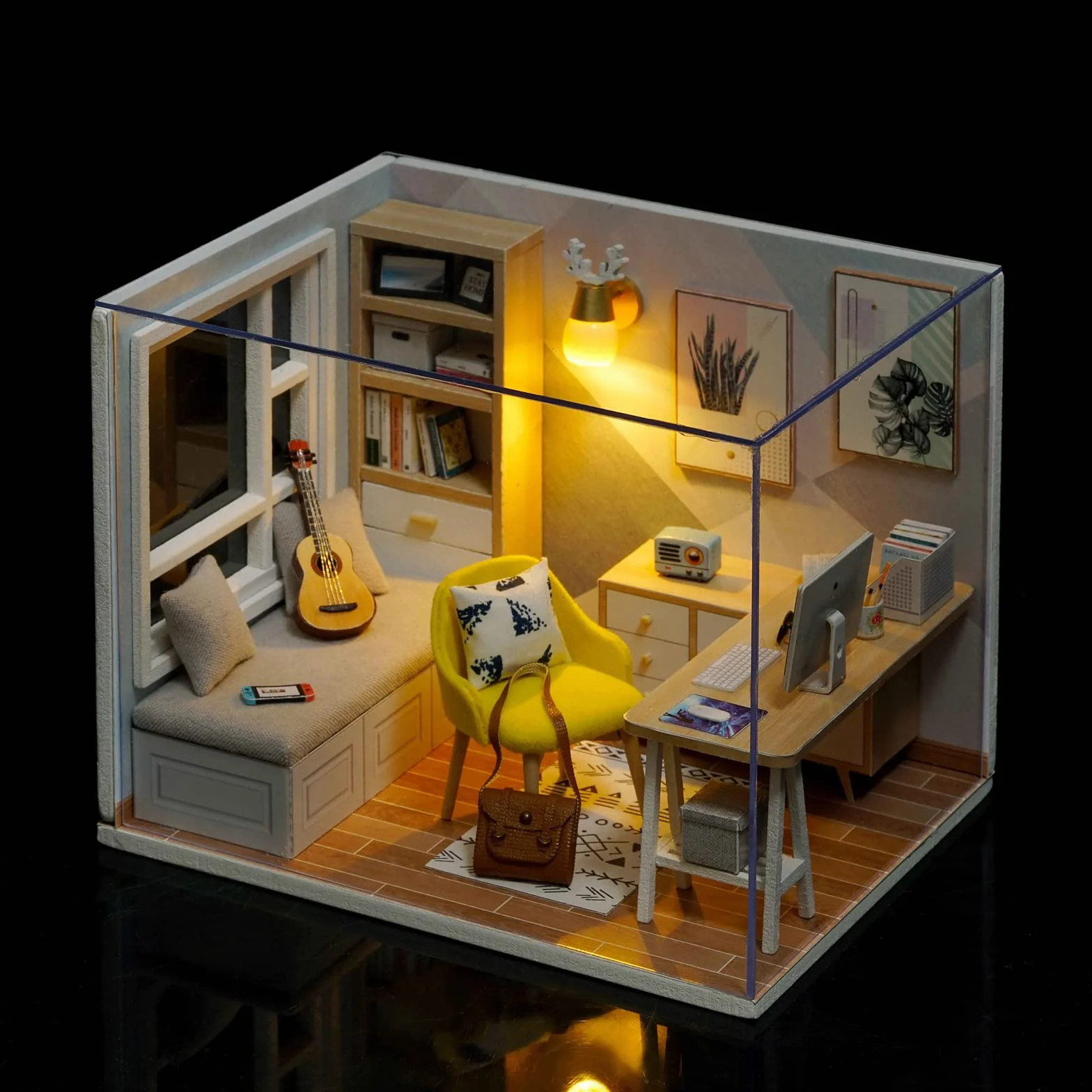 CUTEROOM Kit de casa de Madera en Miniatura 1:32 coleccionista con Muebles y Accesorios