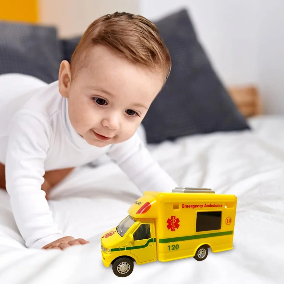 Juguete de Ambulancia de Emergencia, Educativos Metálico Mini Coches de Juguete, Regalo para Niños y Niñas Coche de Juguete para Niños a Partir de 3 Años 12.8 X 5.5 X 6.8 cm