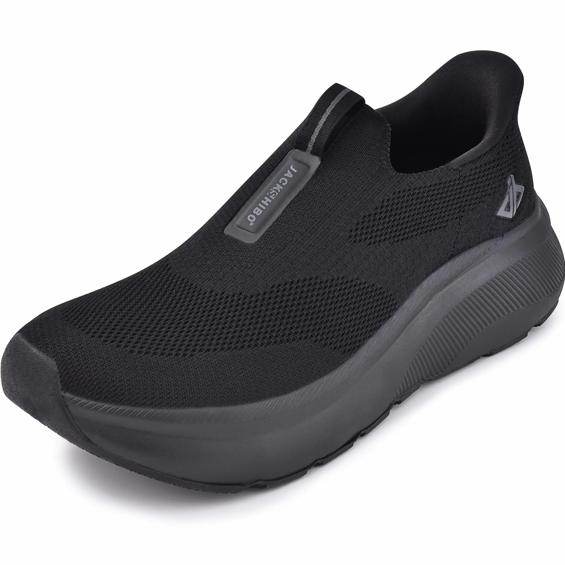 JACKSHIBO Zapatos Slip on Hombre Puntera Ancha Tacón Cero Espuma Viscoelástica Negro 44 EU