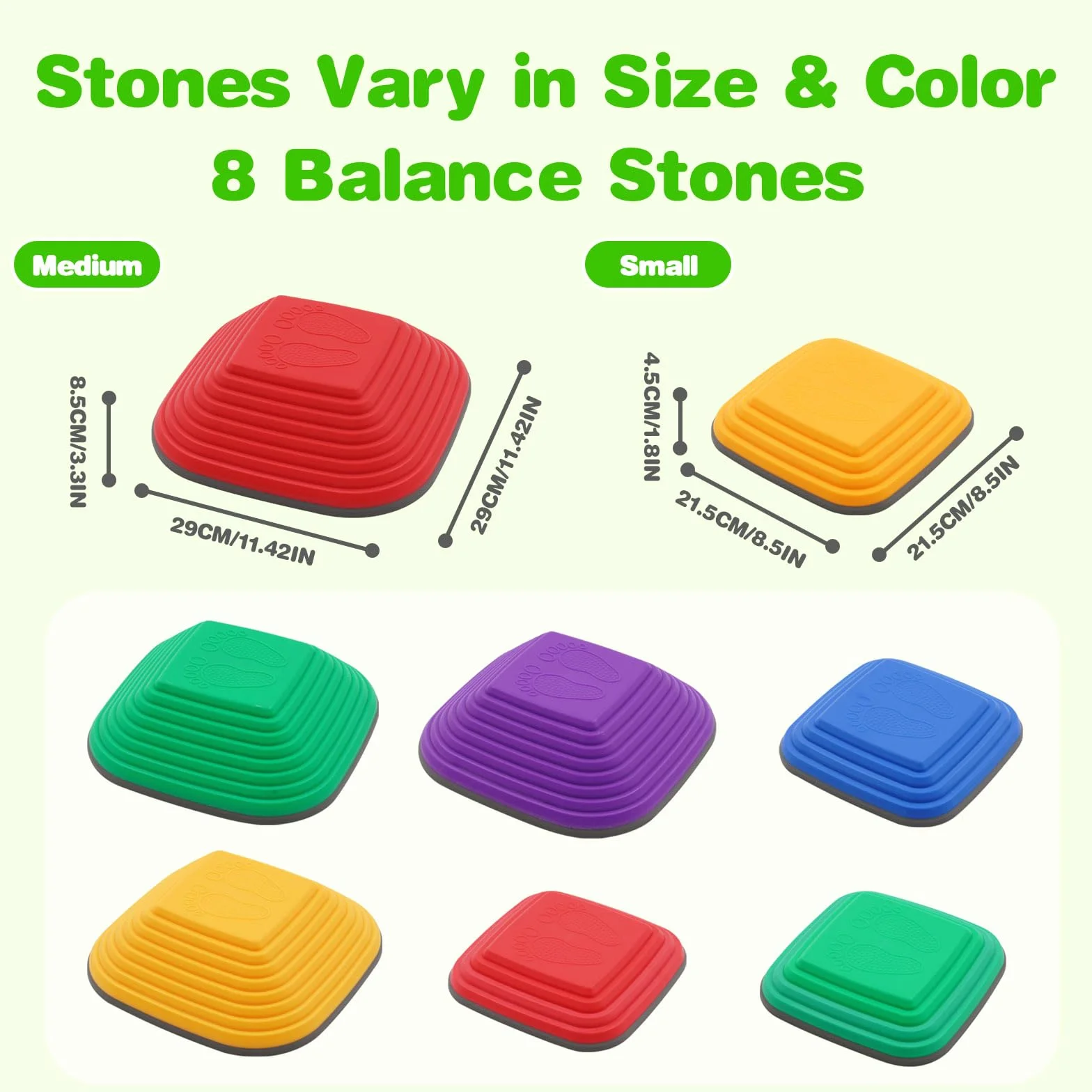 8 Piedras de Equilibrio para Niños,Piedras Apilables Antideslizante, Que Fomentan el Equilibrio y Habilidades Motoras en Niños, Curso de Obstáculos,Equipo de Juego para Jnteriores y Exteriores