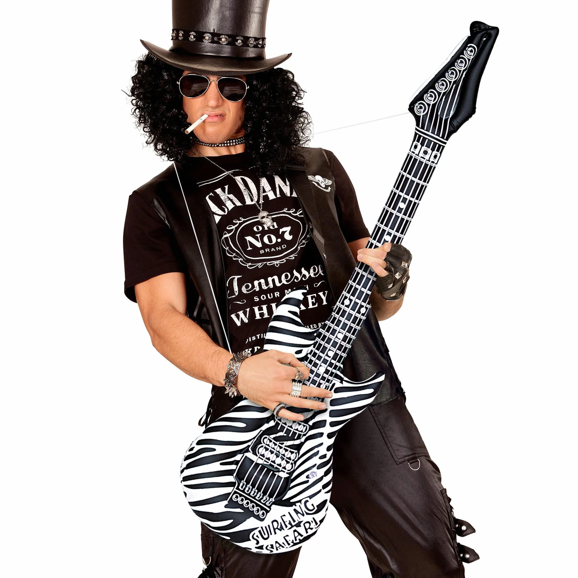 W WIDMANN MILANO Party Fashion - Guitarra hinchable, accesorio de disfraz con correa, guitarra de aire, instrumento para Carnaval