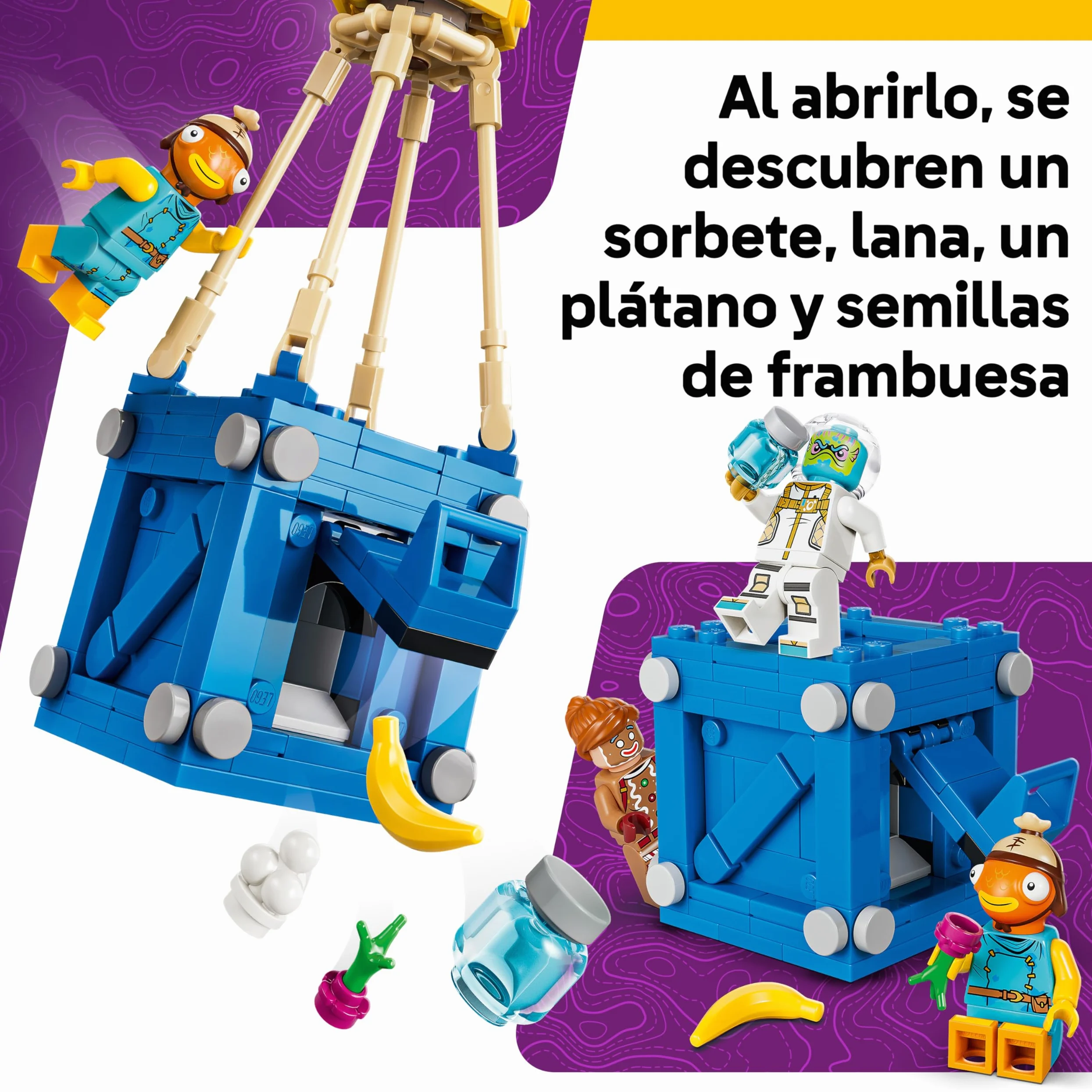 LEGO Fortnite Entrega de Suministros de Juguete – Minifiguras de Palito de Pescado, Leviatán y Artillera de Jengibre con Accesorios – Decoración Gamer – Regalo para Niños y NIñas de 10+ Años – 77080