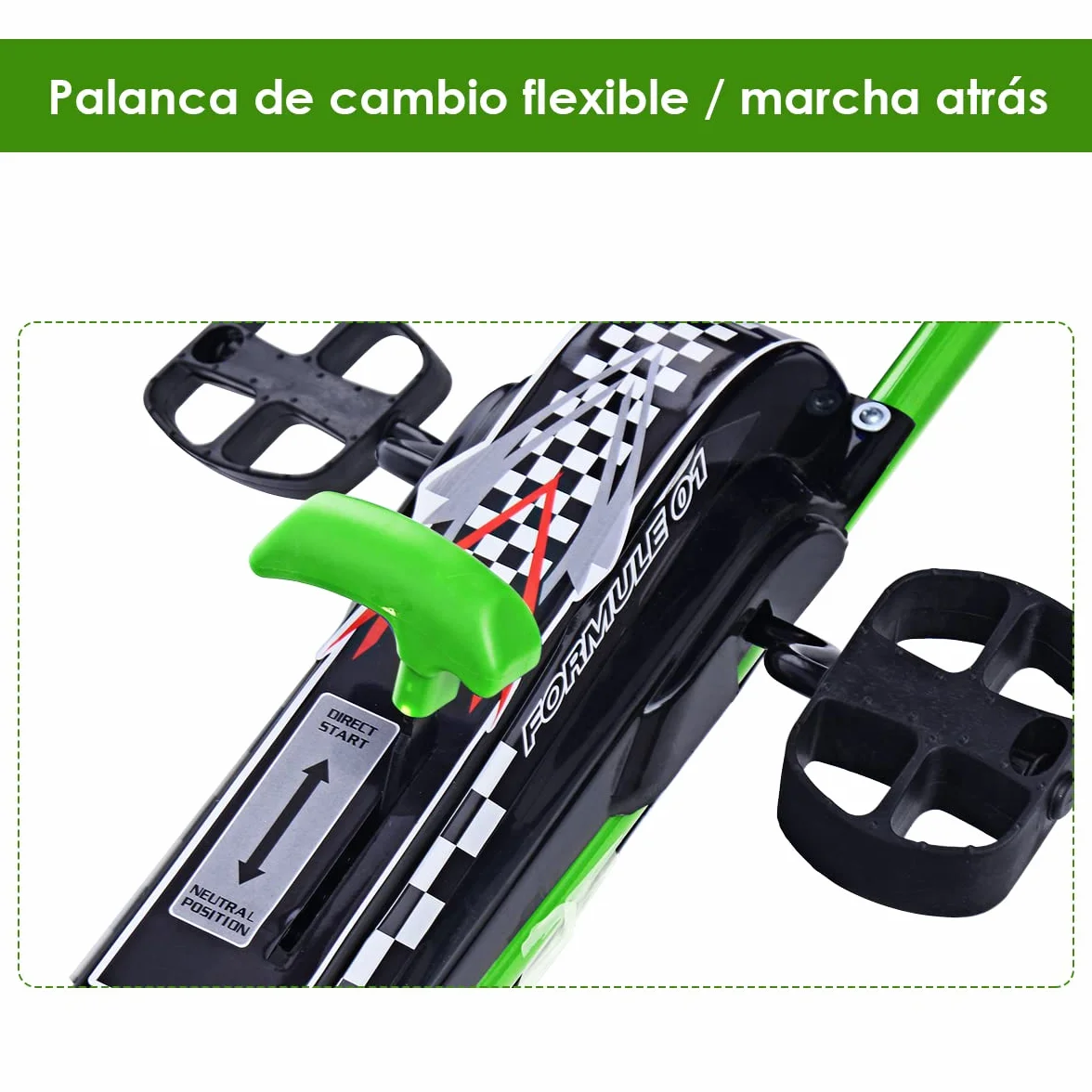 COSTWAY Go Kart Racing para Niños Coche de Pedal Asiento Ajustable con Ruedas de Goma Embrague y Freno Infantil Juguete (Verde)
