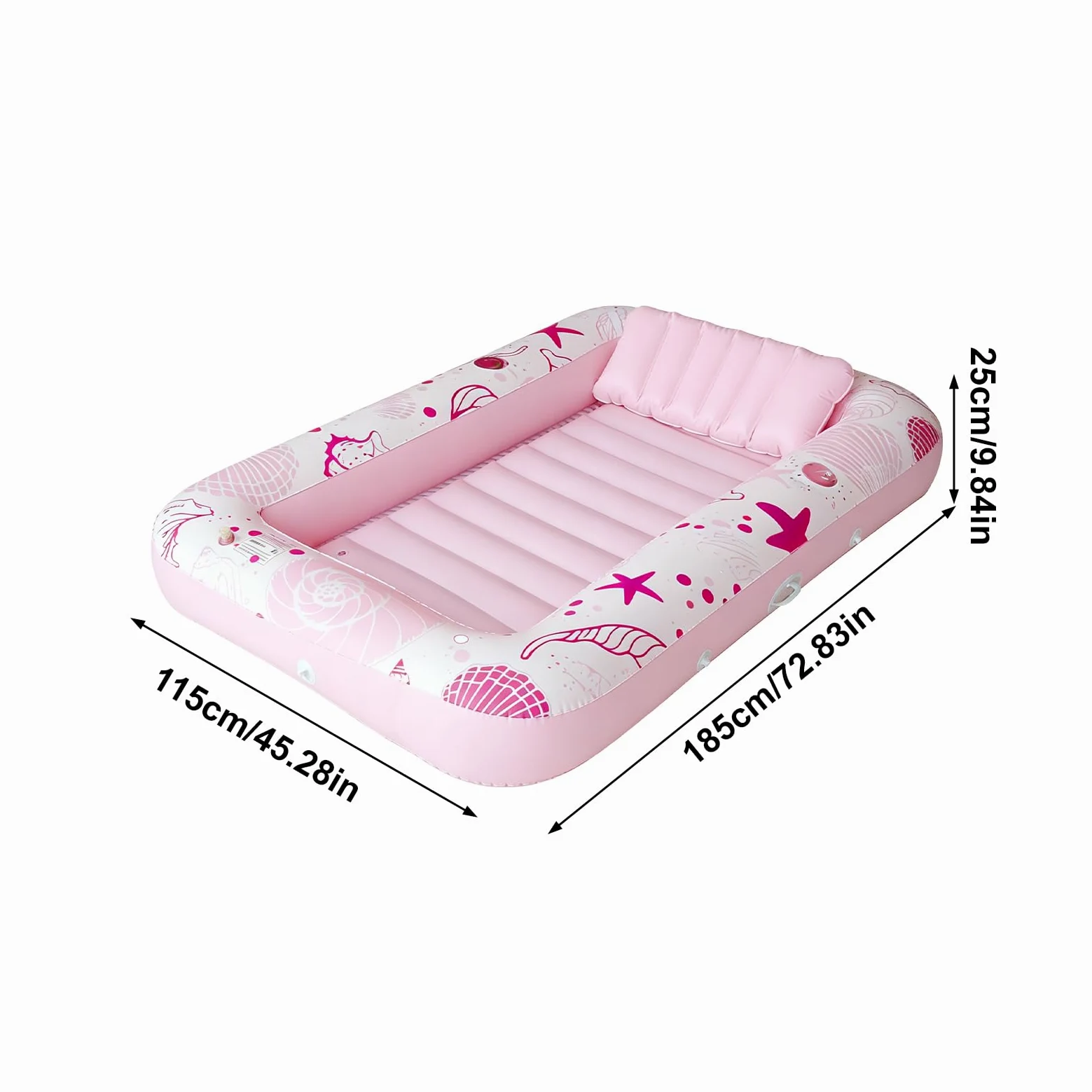 Balsa flotante para bañera de sol, flotador inflable para piscina con portavasos, tumbona de PVC azul y rosa para parejas, familia, tomar el sol, bronceado, playa, lago, resort, relajación de verano