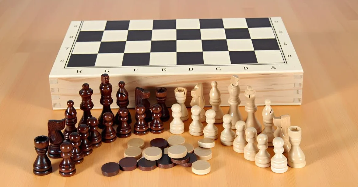 Ajedrez, Damas y Backgammon en Estuche - Juego de 2 Jugadores