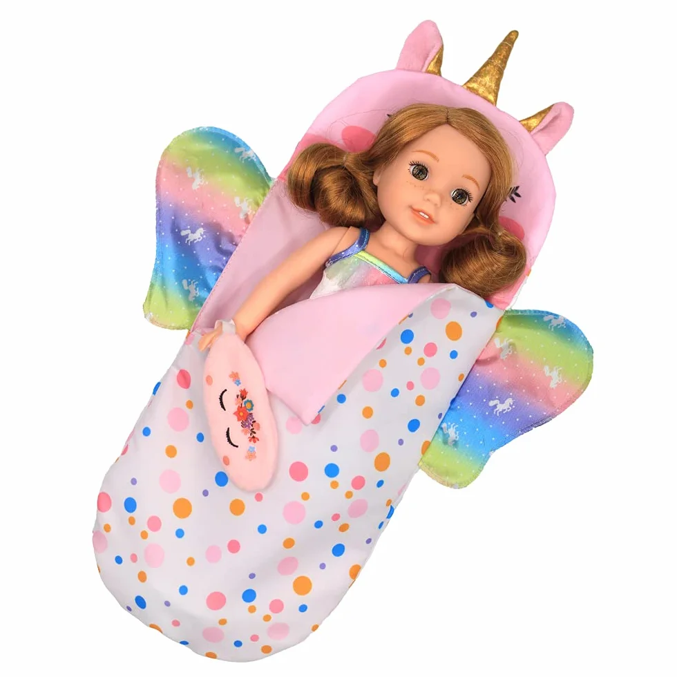 ZWOOS Saco de Dormir para Muñecas con Antifaz para Muñecas, Accesorios Suaves para Muñecas de 25-38 cm