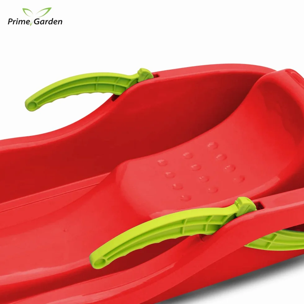 PRIMEGARDEN® Corsa - Trineo infantil con freno de mano, dirección y giro al descenso de montaña, color rojo