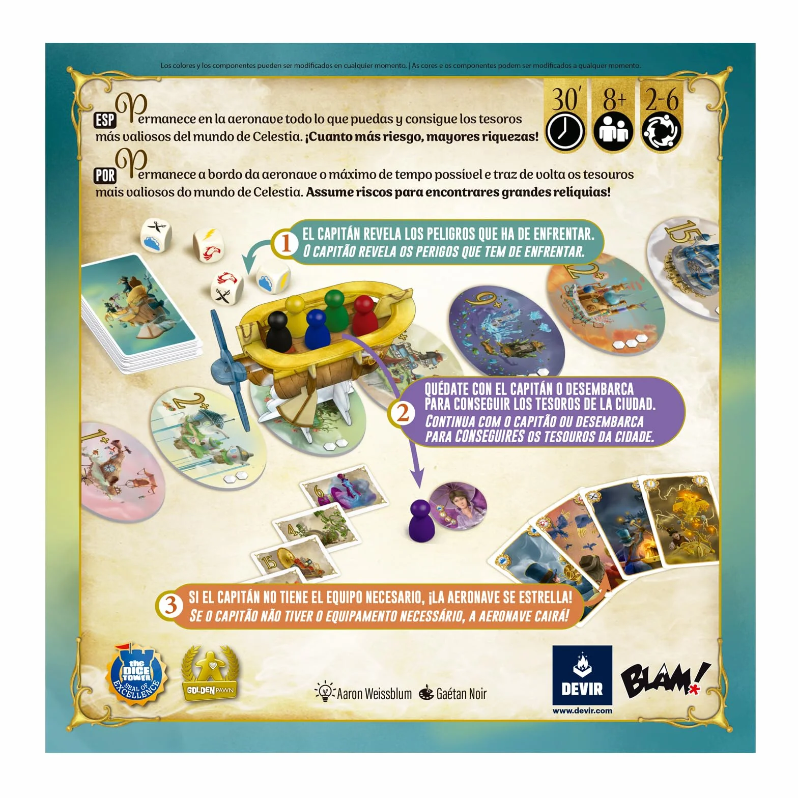 Devir – Celestia, Juego de Mesa de Aventuras Fantásticas y Exploración Aérea | Forzar la Suerte, Gestión de Cartas y Dados | Familiar y Casual | Versión española (BGCELEPS)