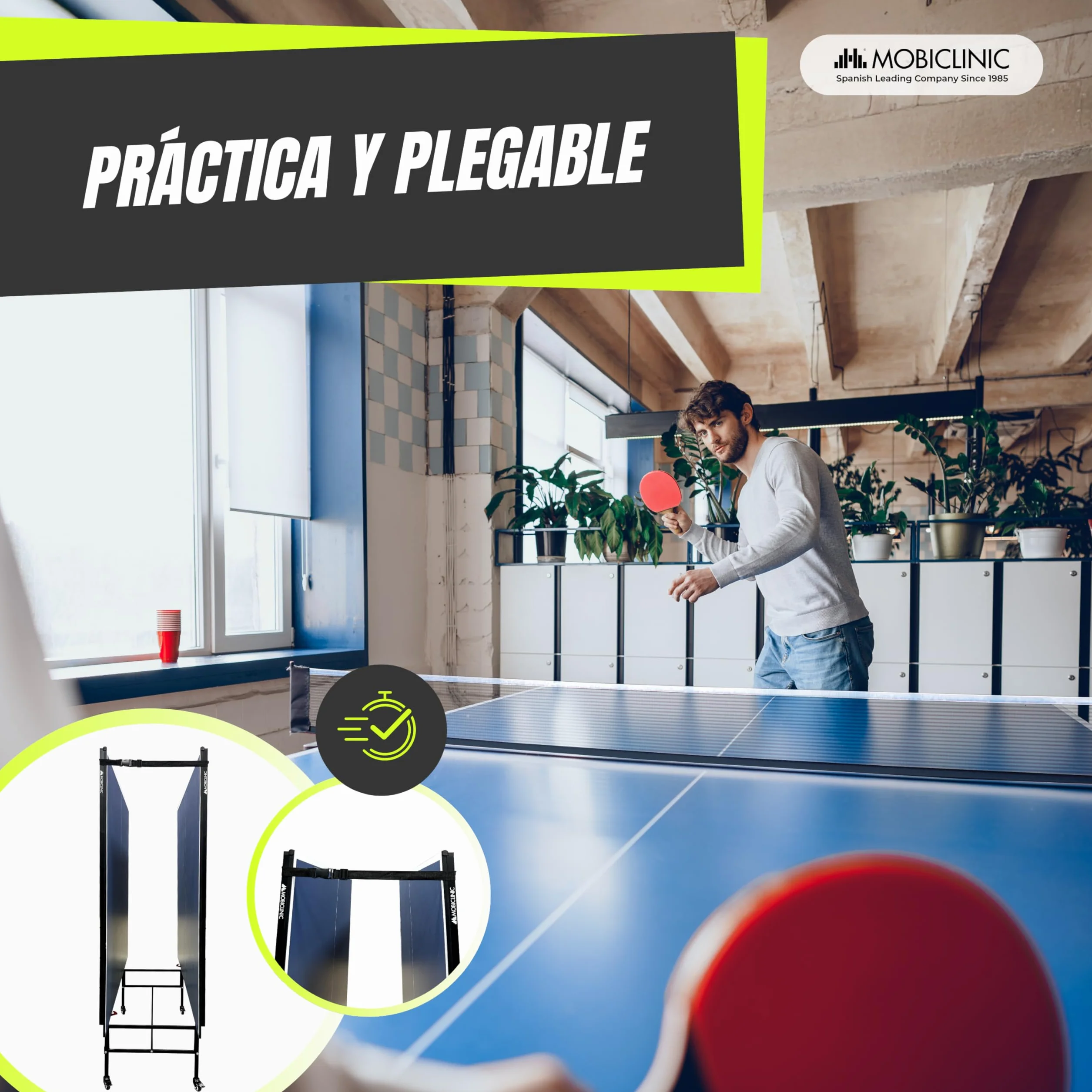 Mobiclinic Mesa de Ping Pong Plegable 274x152.5x76 cm Tokyo Azul