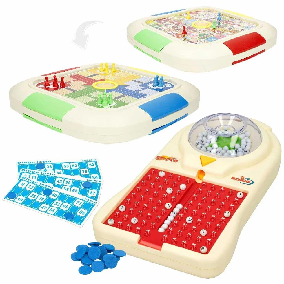 ColorBaby Set 3 Juegos de Mesa, Bingo electrónico, Parchís, El Juego de la oca, Set Completo con tableros y fichas, para más de 2 Jugadores, Juguetes niños 5 años (47945)