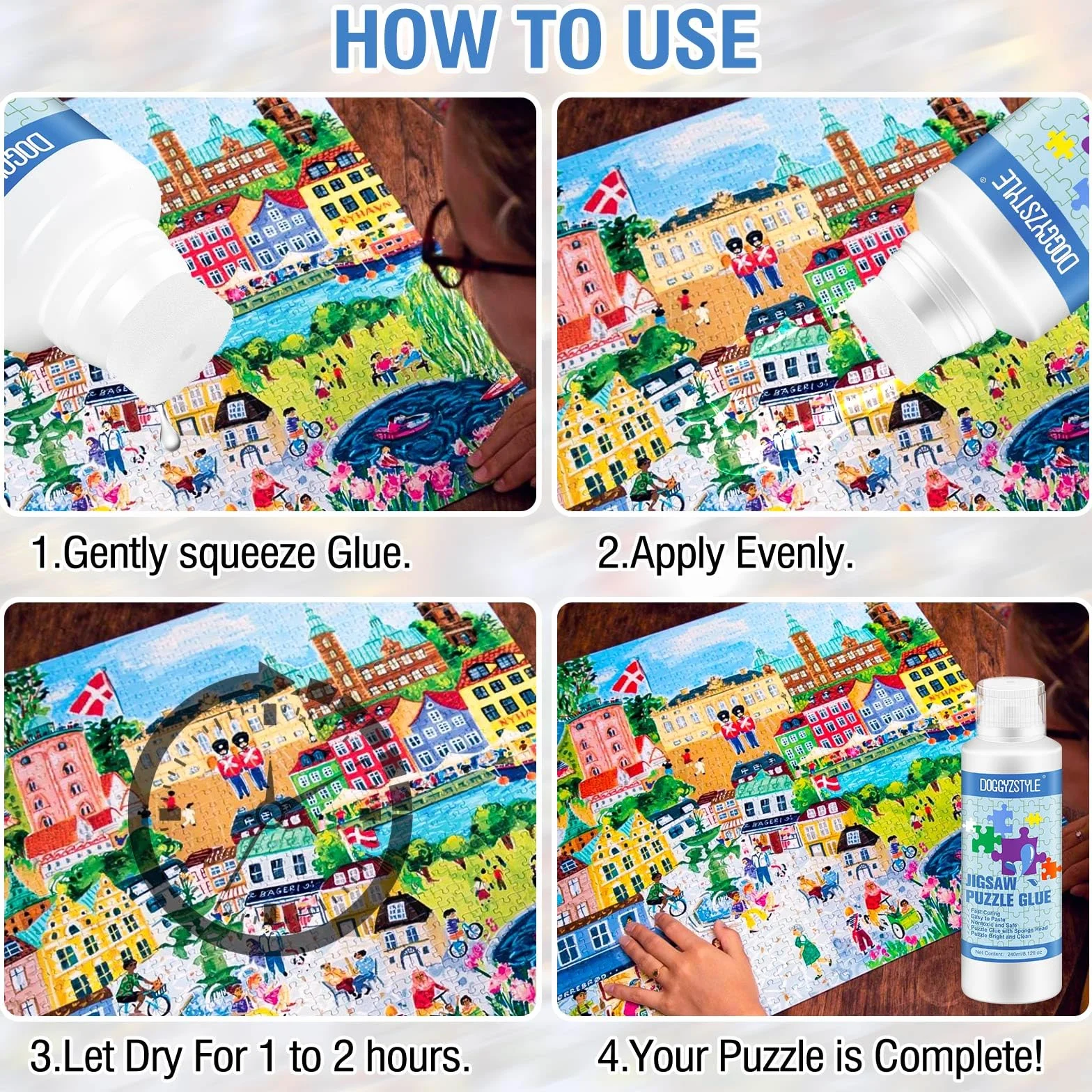 240ML Pegamento Para Rompecabezas Actualizado Con Aplicador,Pegamento Transparente Soluble En Agua Para Rompecabezas Especial Para Manualidades,No Tóxico Y De Secado Rápido,240ML Puzzle Glue