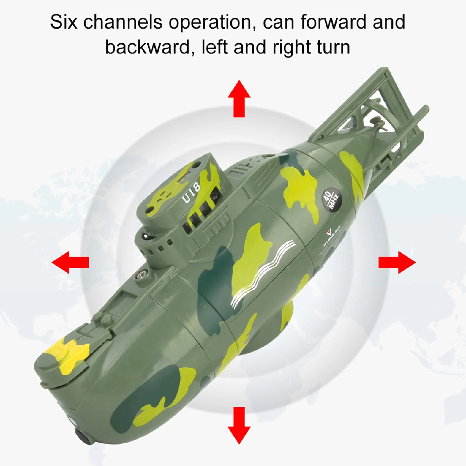 Alomejor Mini Juguete Modelo De Simulación, Juguete Submarino Teledirigido Eléctrico del Barco Submarino RC Militar De 6 Canales