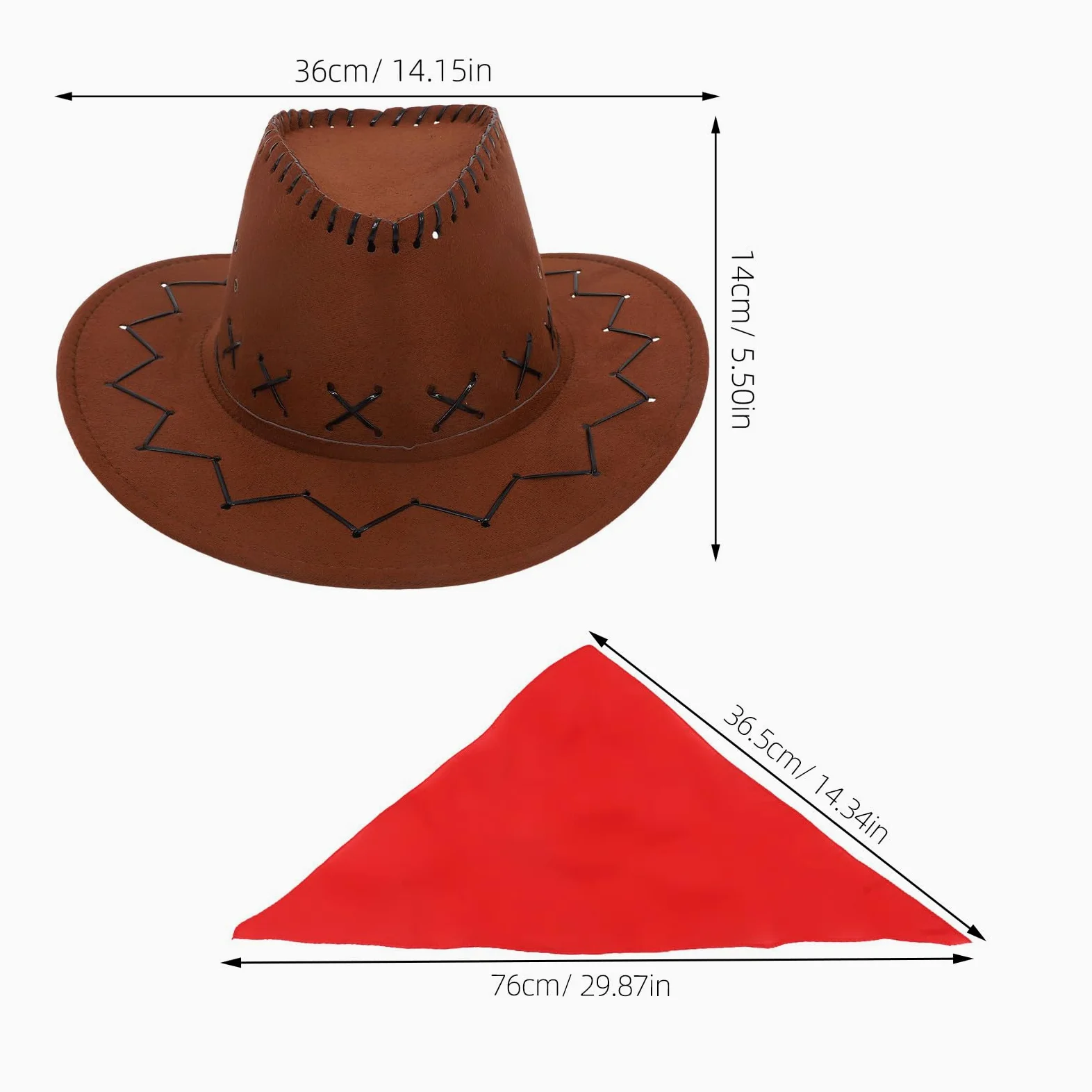 BESPORTBLE Disfraz de vaquero occidental para niños, juego de chaleco, sombrero, pañuelo para el cuello para Halloween, carnaval, fiesta de disfraces, color marrón, talla M (115-130 cm)