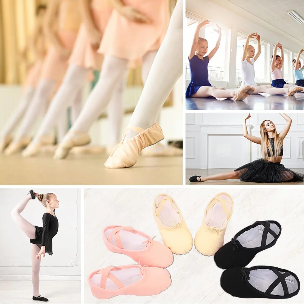 Soudittur Zapatillas Media Punta de Ballet Calzado Danza Niña Mujer Suela Partida Cuero Tallas 23-44