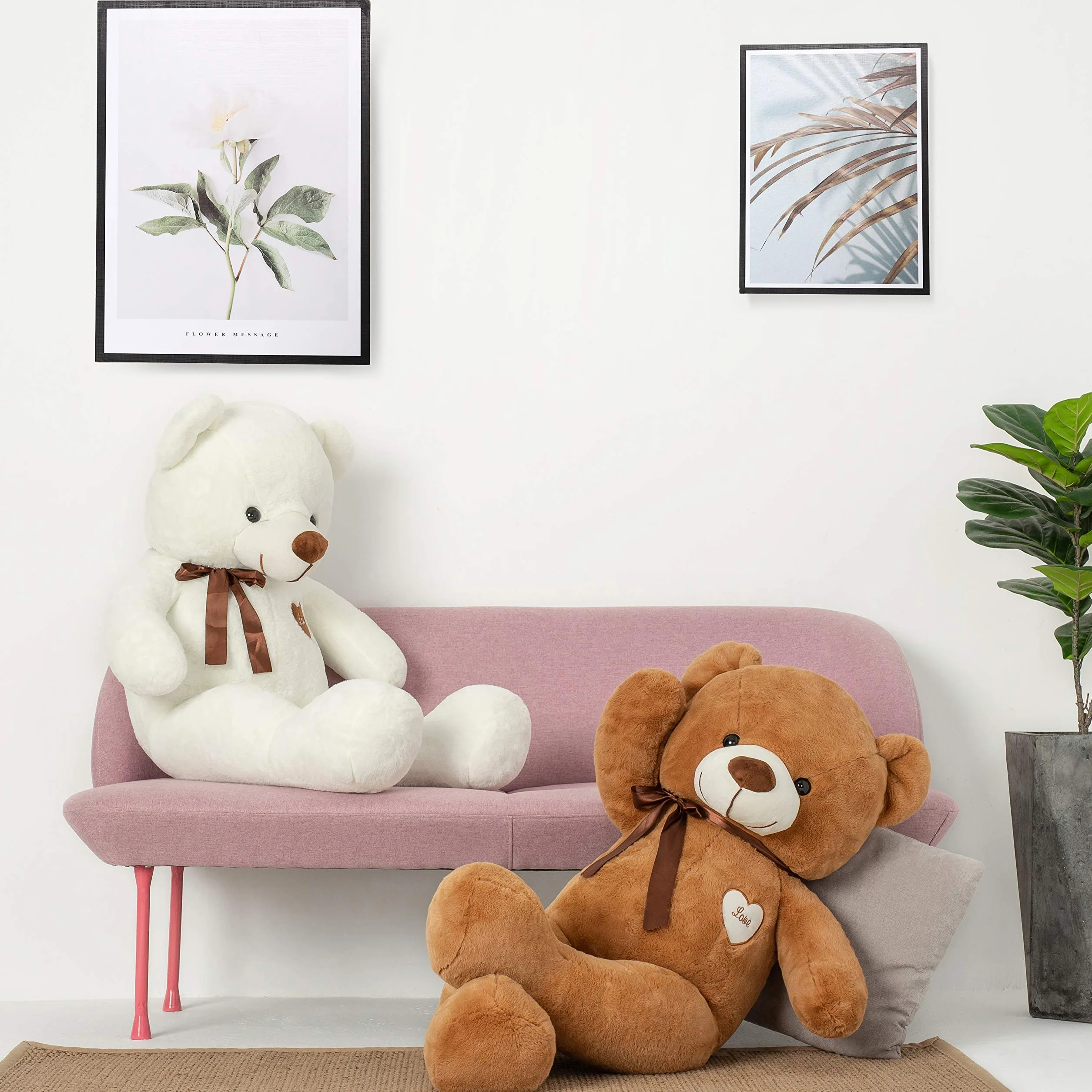 YunNasi Oso Peluche Gigante Osito de Peluche Grande Teddy Bear de Felpa con Corazón e Cinta 100cm/39 Inches Marrón