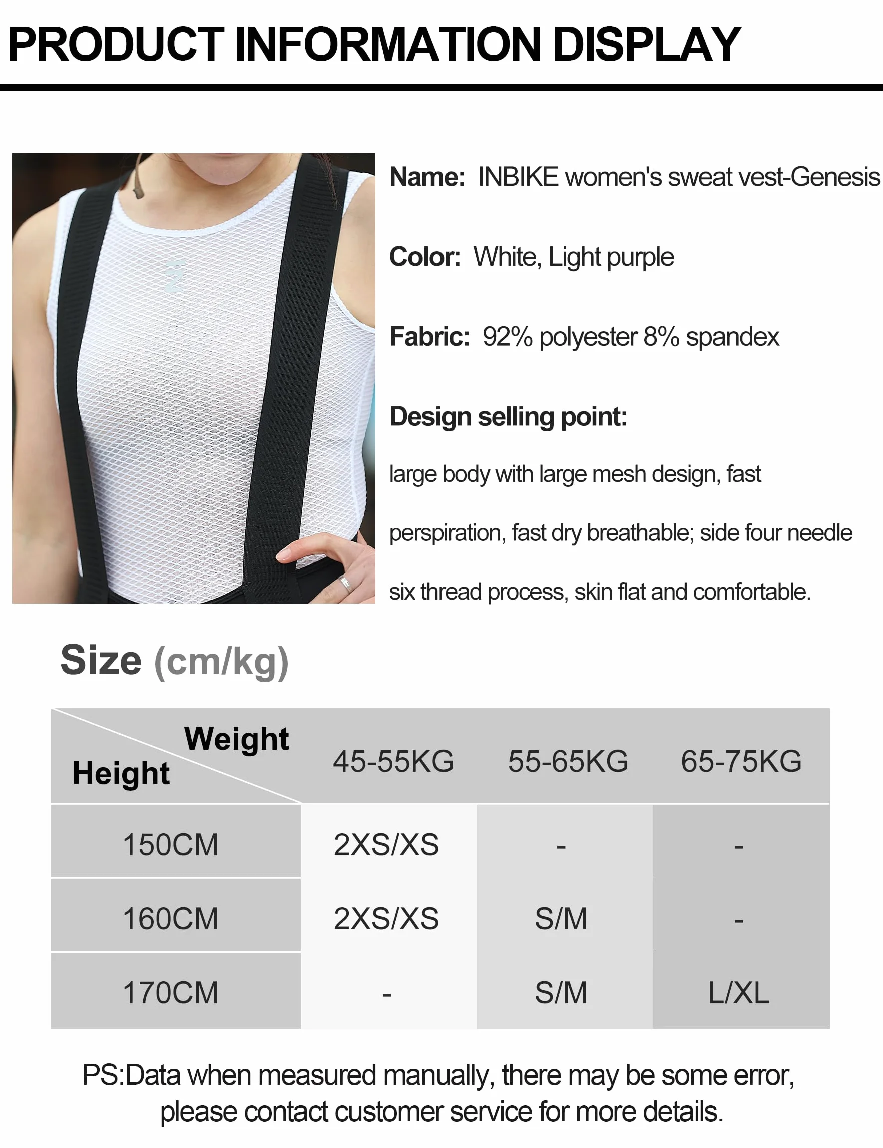 INBIKE Camiseta Deportiva sin Mangas Mujer Entrenamiento Fitness Ciclismo Yoga Transpirable Poliéster Secado rápido