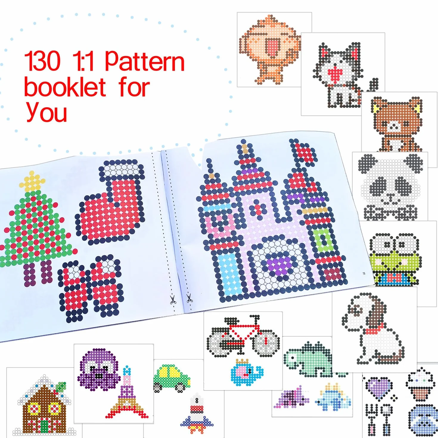 vytung Beads Plantilla,Juego de 4 placas de cuentas para plancha con 2 pinzas,130 modelos,Papel de Planchado, Hama para Puzle de Forma Transparente - Artesanía para niños
