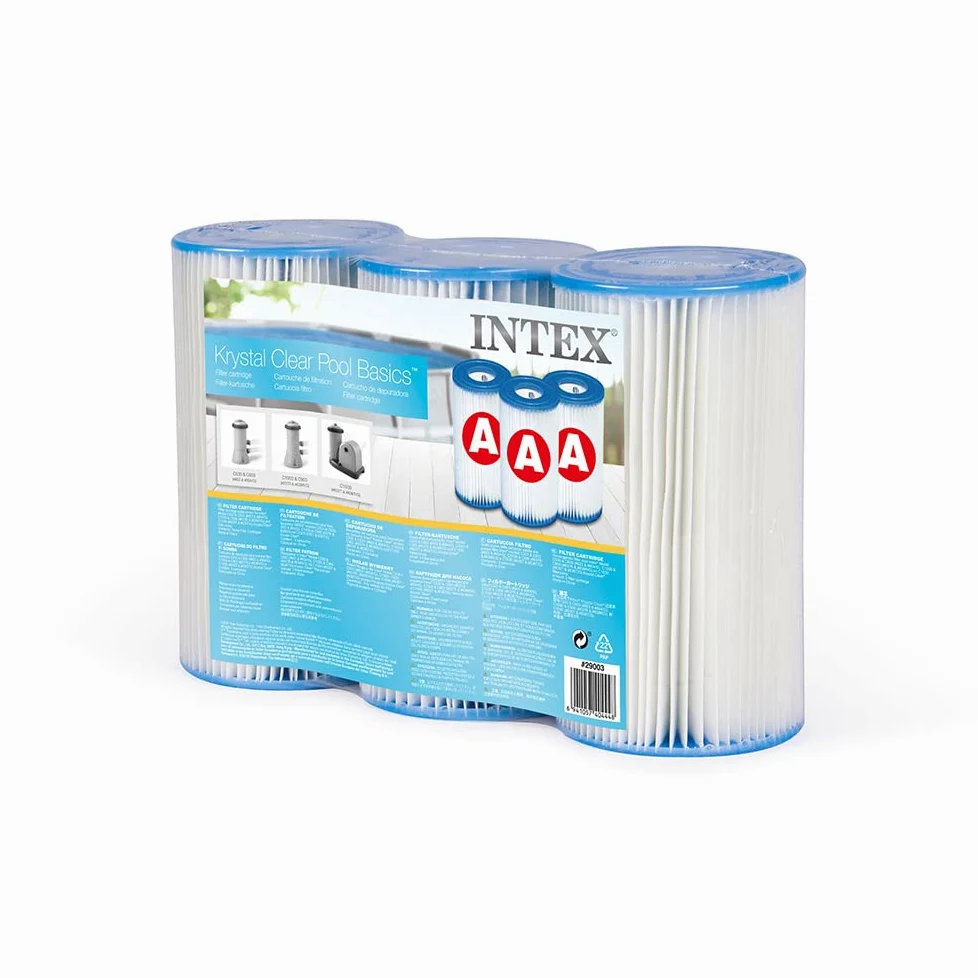Intex Escalera ESCALERAS Desmontables (para Piscinas DE 52 Pulgadas), Gris, 130x33x182 cm & 29003-PACK 3 Cartuchos Filtro Tipo A