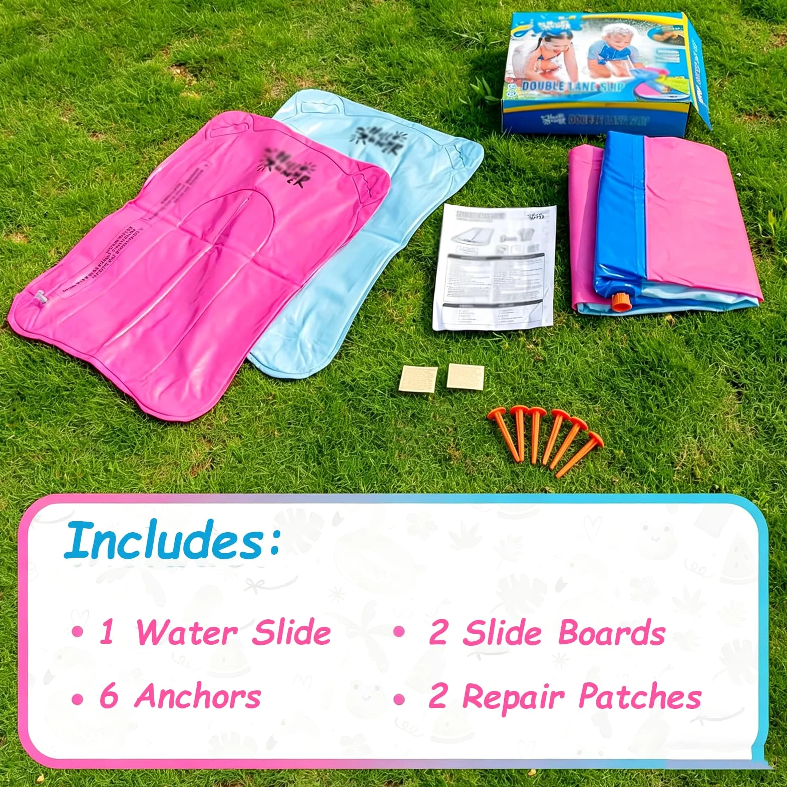 TobogáN AcuáTico Extra Largo Para JardíN,Con Aspersor Integrado Y 2 Bodyboards,Resistencia NiñOs Adultos,Juguete Actividad DiversióN AcuáTica Fiestas Verano Al Aire Libre,En El JardíN O Patio Trasero(
