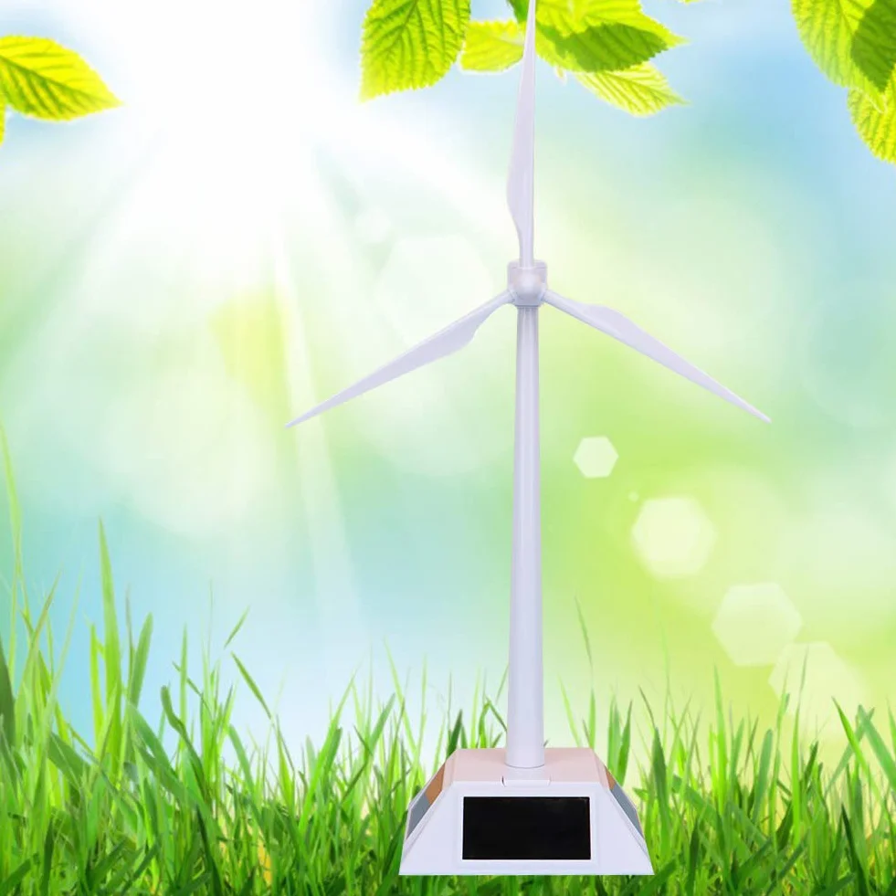 Modelo de Molino de Viento Solar de Ciencia, Modelo de Edificio de Energía Solar Delicado Juguete Turbina Eólica Juguete Educativo Temprano para Niños, Plástico, con Soporte de Pantalla y Placa