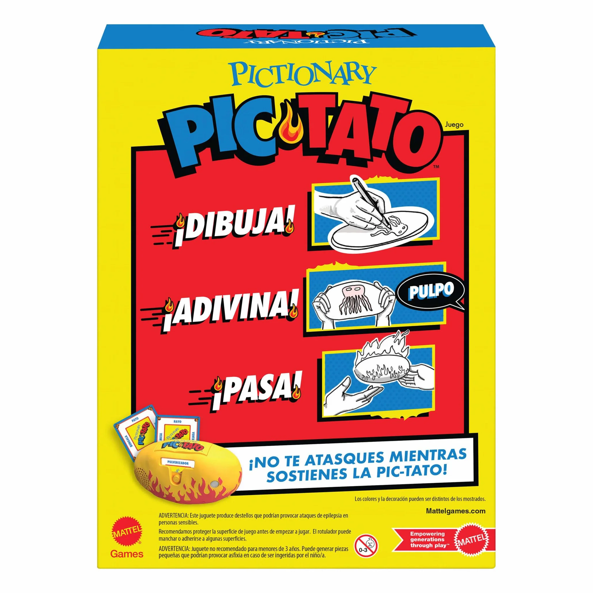 Mattel Games Pictionary Pic-Tato Juego de la patata caliente familiar con música y pistas en español JHC62