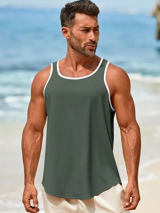 Runcati Camiseta sin mangas para hombre gimnasio fitness entrenamiento