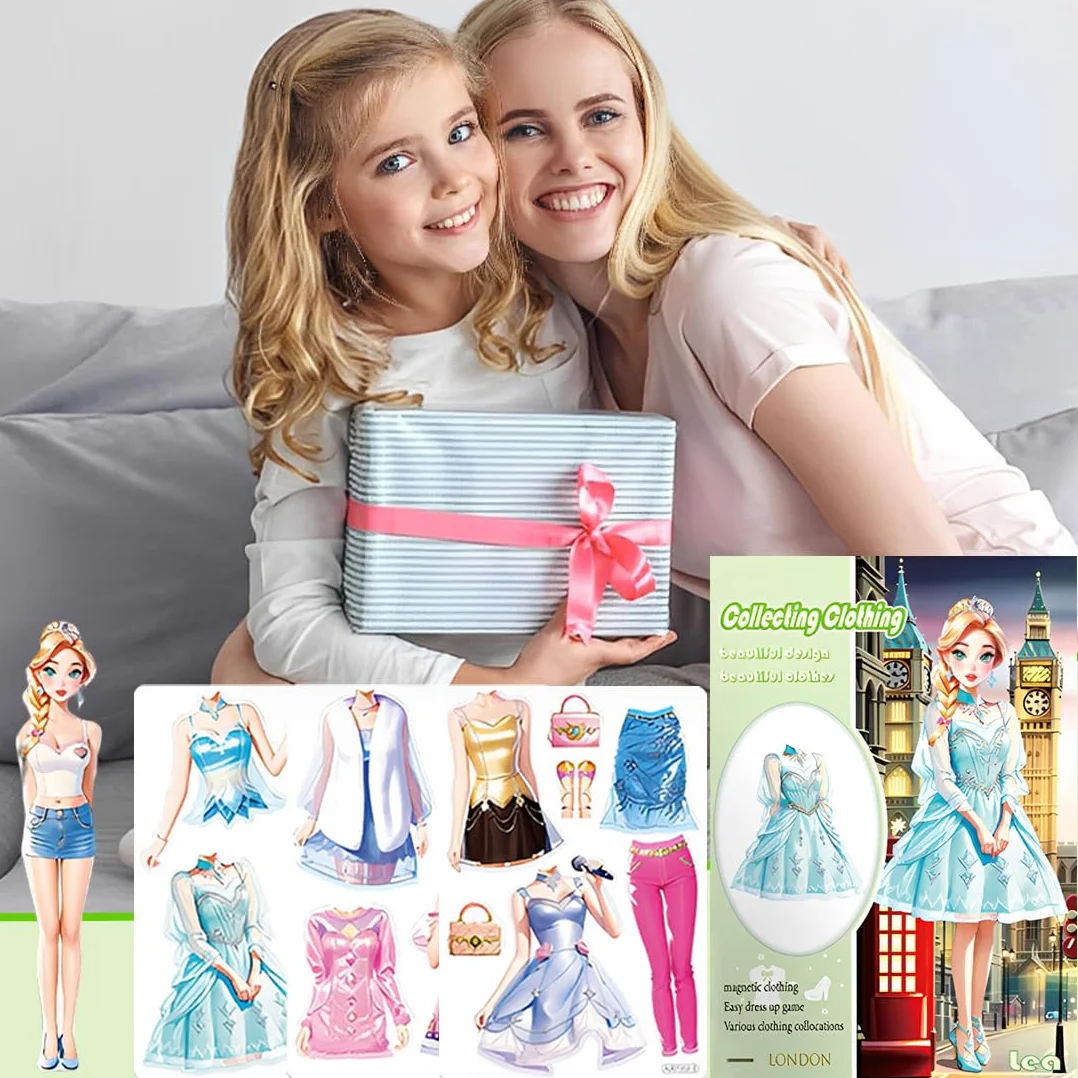 Muñecas de Vestir Magnéticas Muñeca de Papel de Vestir de Princesa Juguete de Juego de Viaje de Simulación y Juego Muñeca de Portátil para Vestir Princesas Regalo para Niña (Lea)