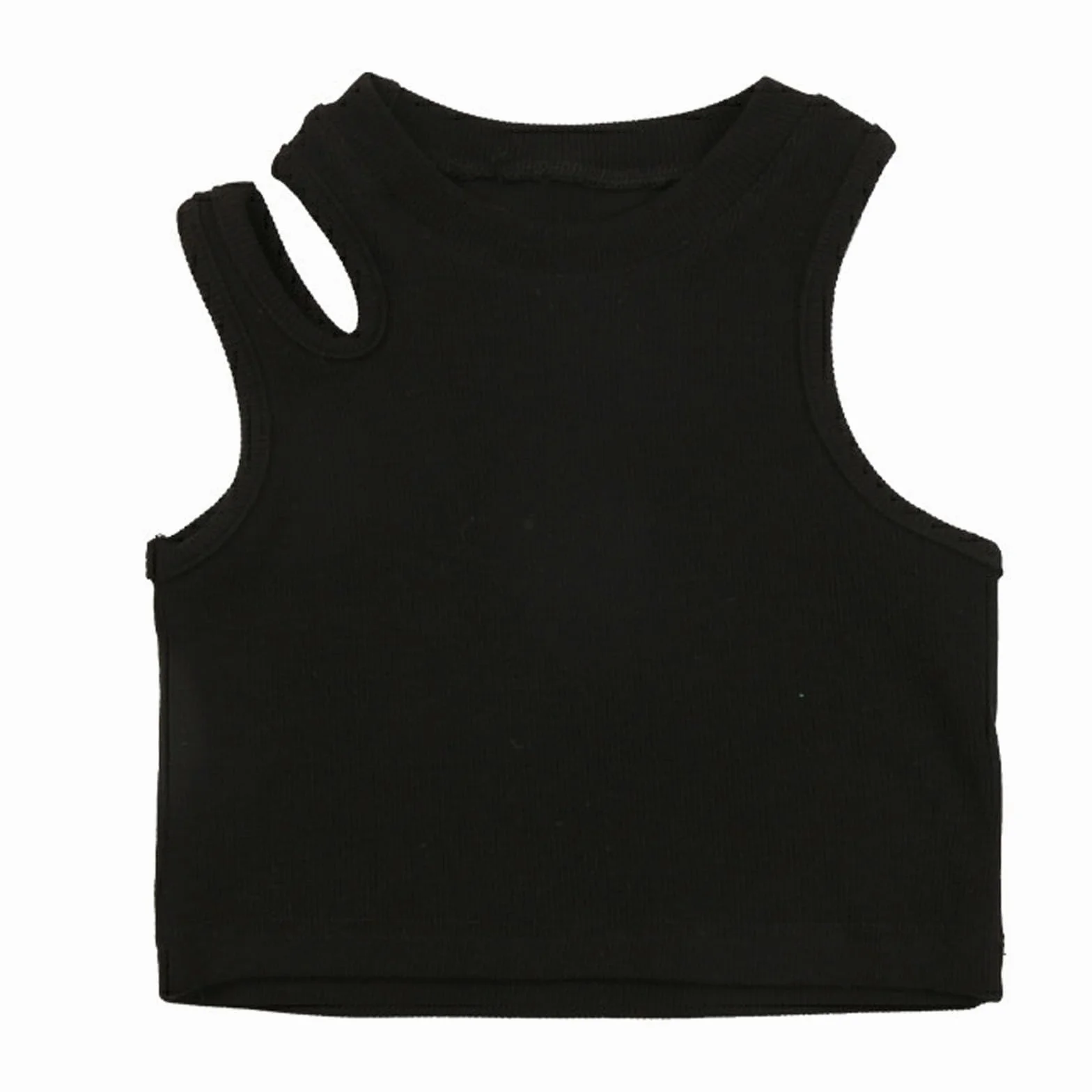 Camiseta deportiva sin mangas para niñas, cuello redondo, hombros descubiertos, para gimnasio y uso diario