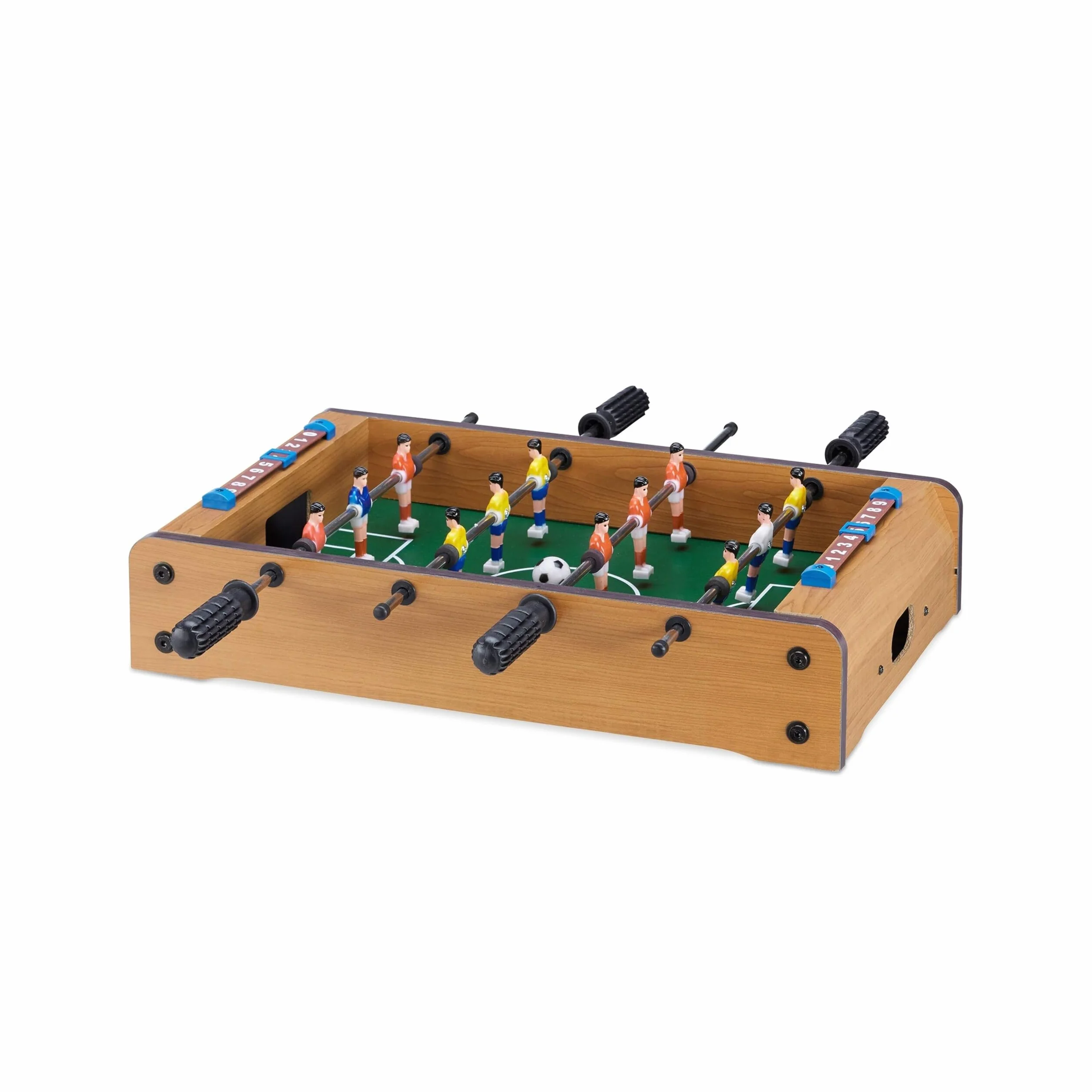 Relaxdays Futbolín de Mesa para 2 Jugadores, Madera MDF, Marrón, 11 x 51 x 50 cm