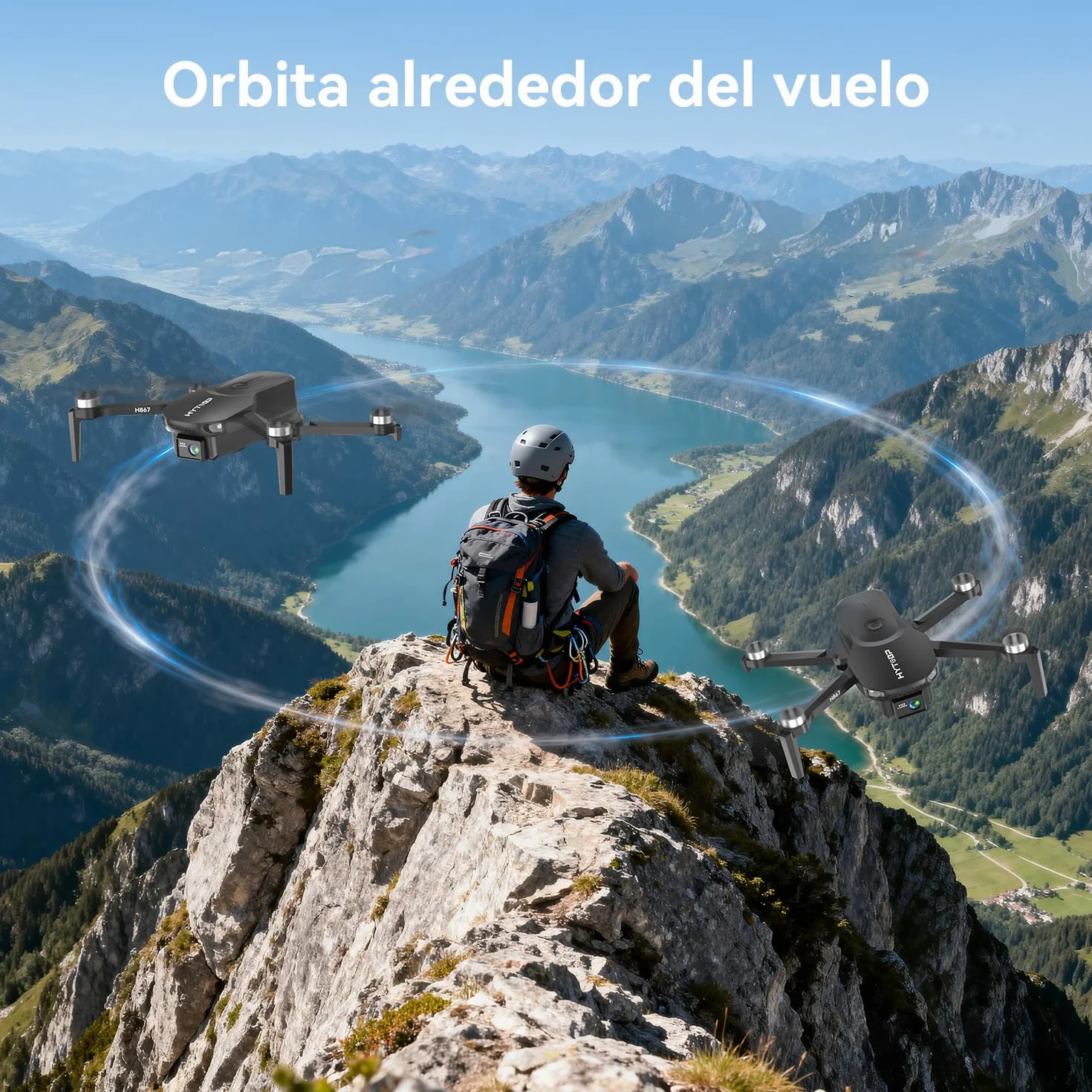 H867 Drones con Cámara 4K para Adultos y Principiantes, Motor Sin Escobillas, 36 Min de Vuelo (2 Baterías), Volteretas 360°, Cuadricóptero RC Plegable(Negro)(Estándar)