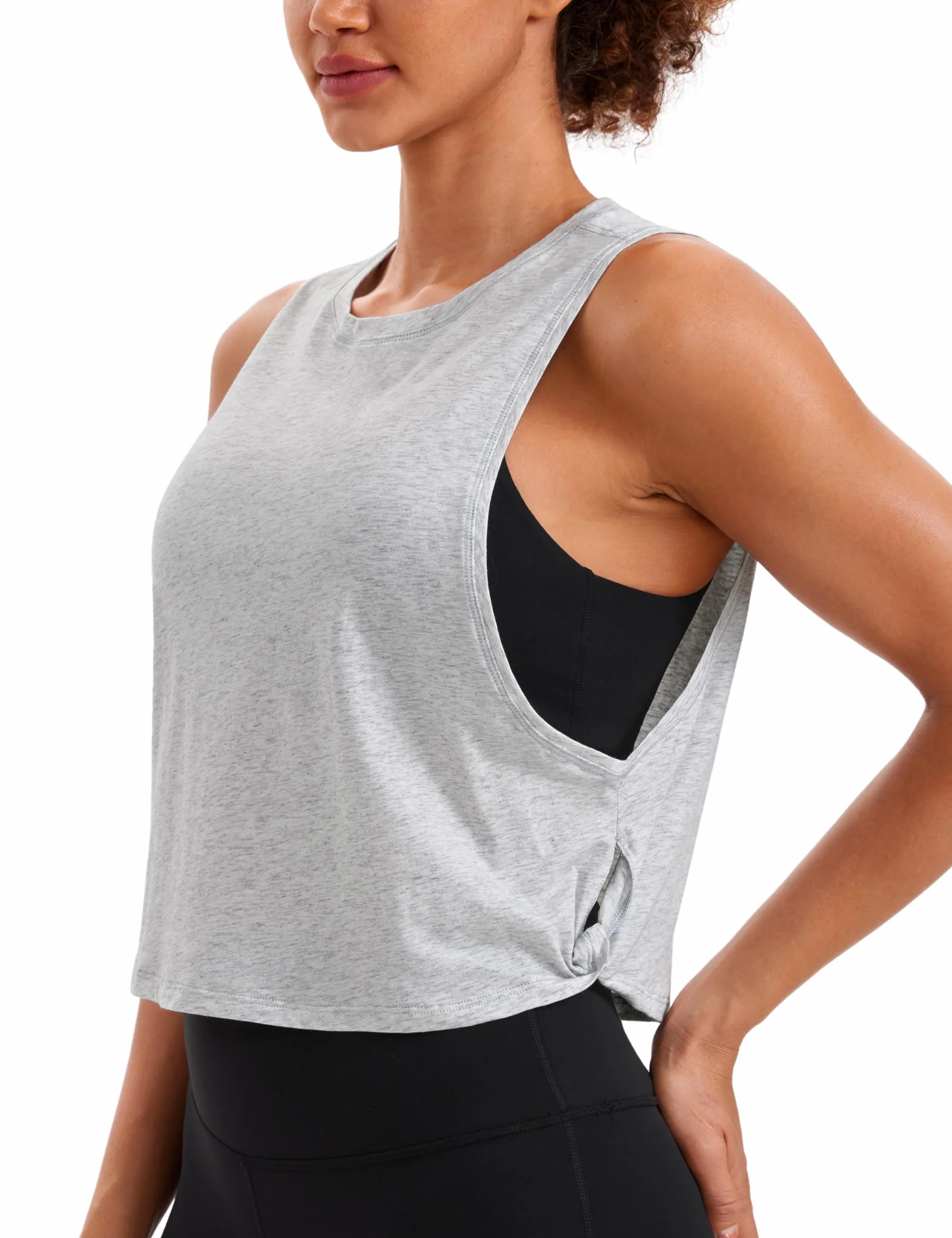 CRZ YOGA Mujer Camiseta Sin Mangas Algodón Pima Crop Top Ropa Deportiva