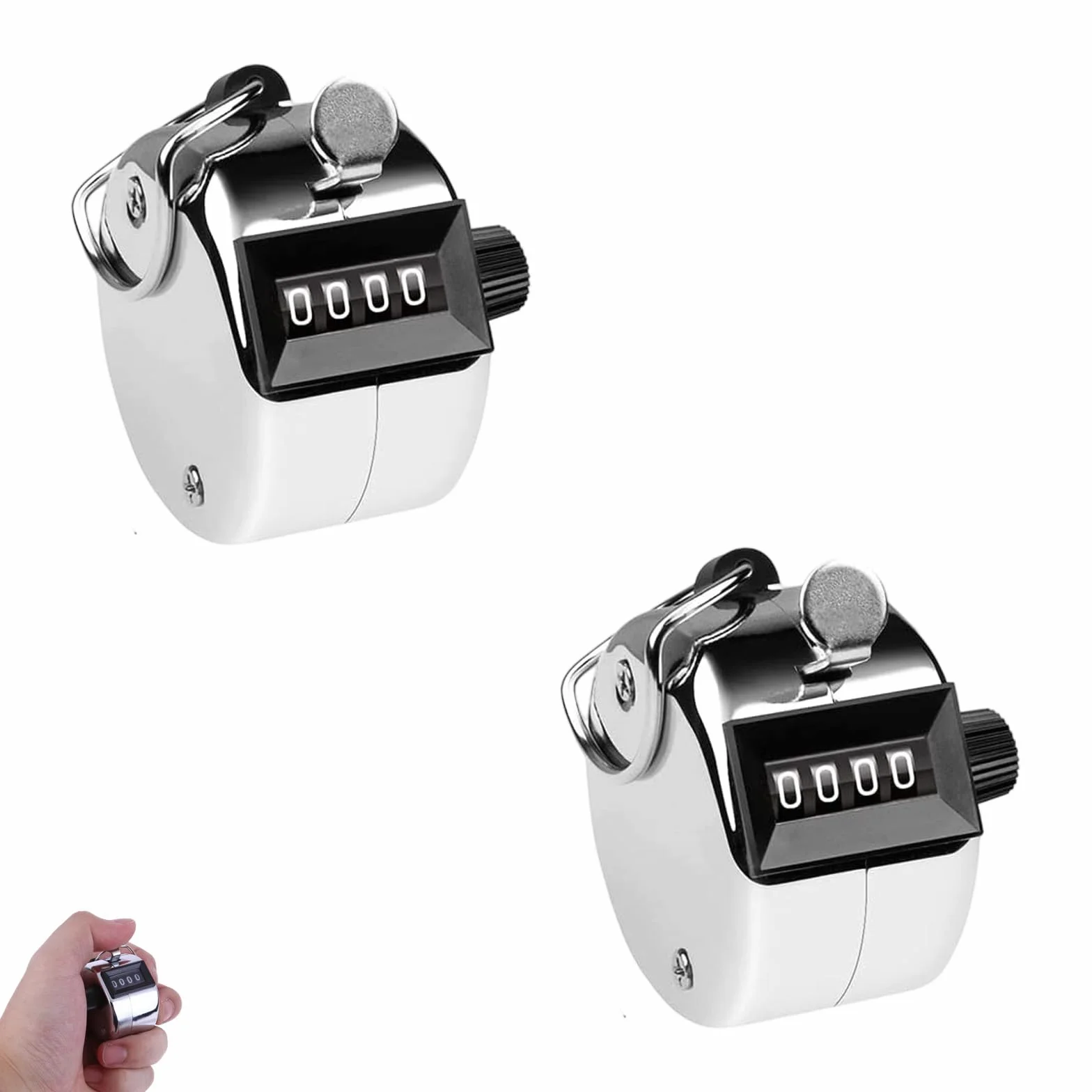 Contador Manual Metálico 4 Dígitos Clicker de Mano para Deporte