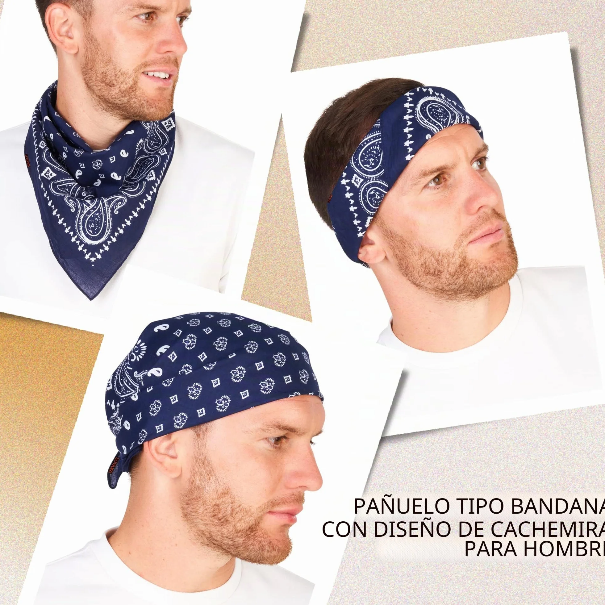 LOVARZI Bandana de algodón premium para hombre y mujer - Pañuelo cabeza y cuello