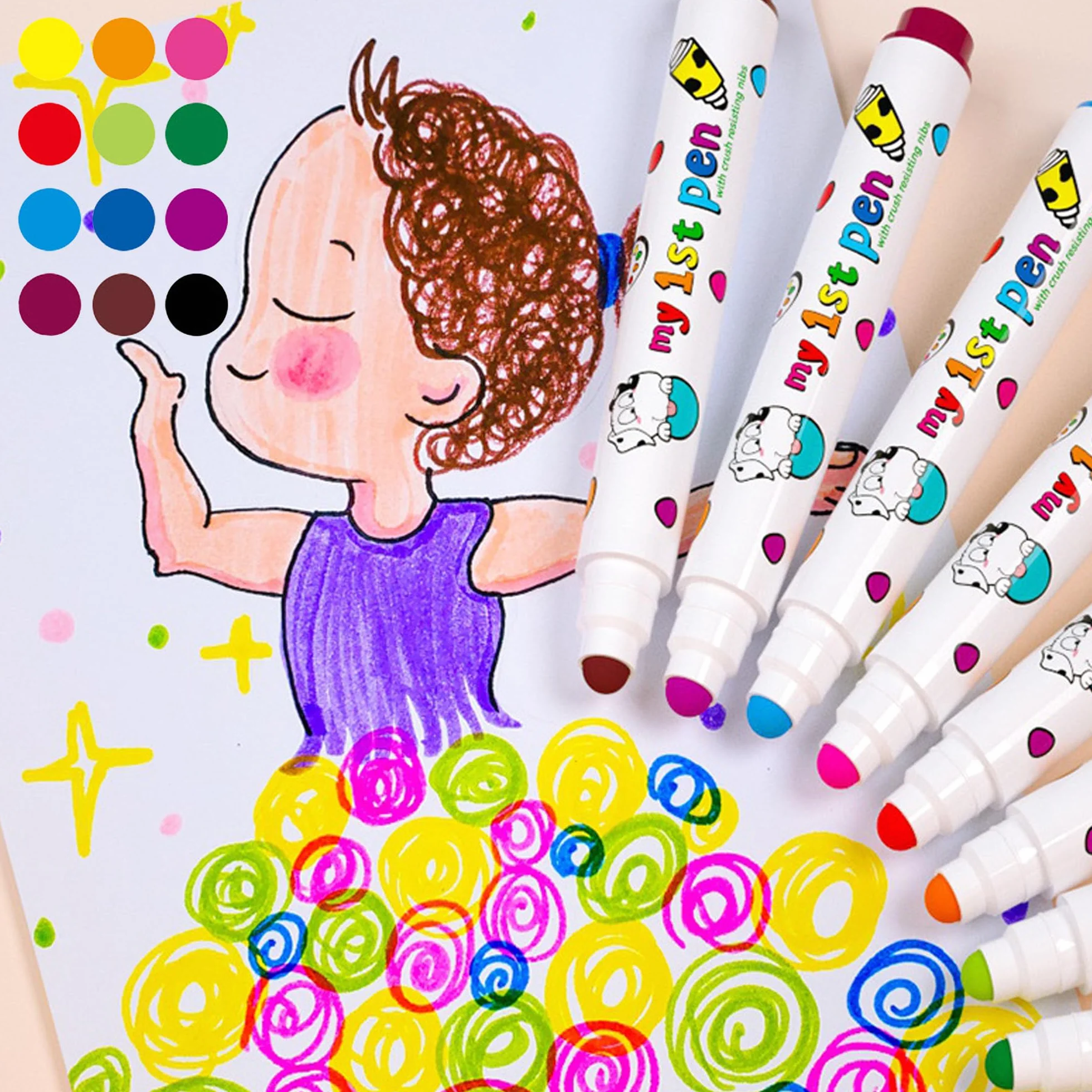 12 Rotuladores de Bingo Dabbers, Rotuladores de 12 Colores para Juegos de Boletos de Bingo, Marcador de Bingo, Bolígrafos de Bingo de Niños, para Salas de Bingo y Diversión Familiar